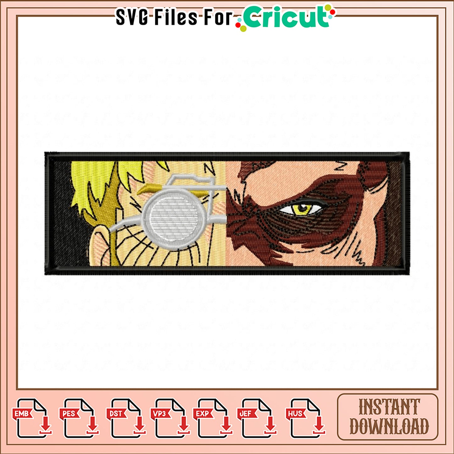 Embroidery Design Anime Split Face Patch