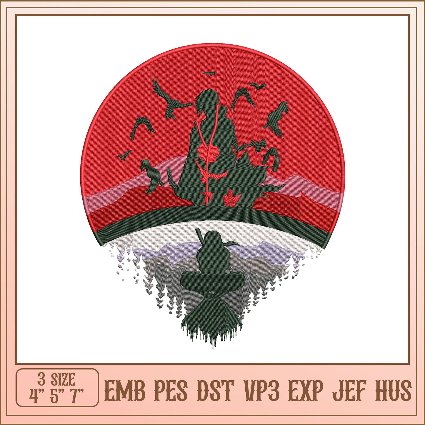 Embroidery Design Anime Sunset Scene