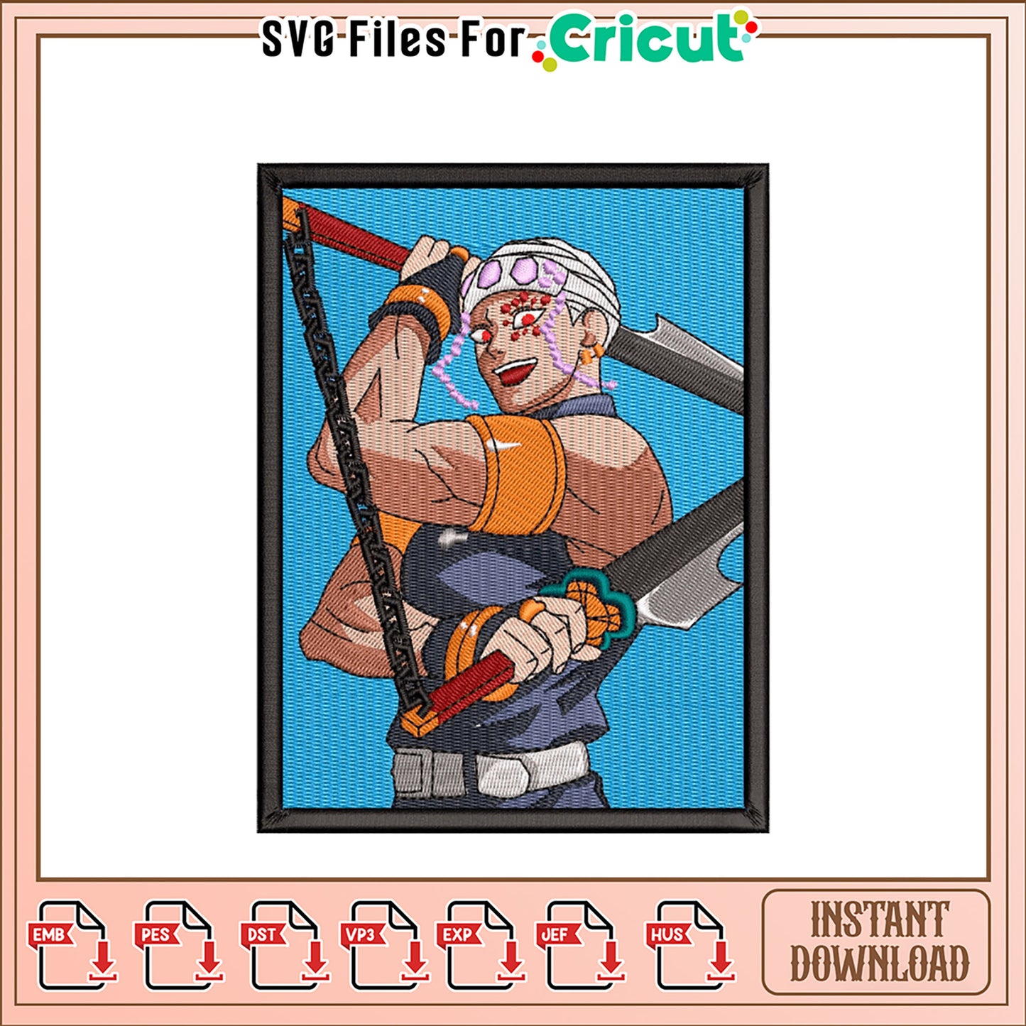 Embroidery Design Anime Swordsman Patch