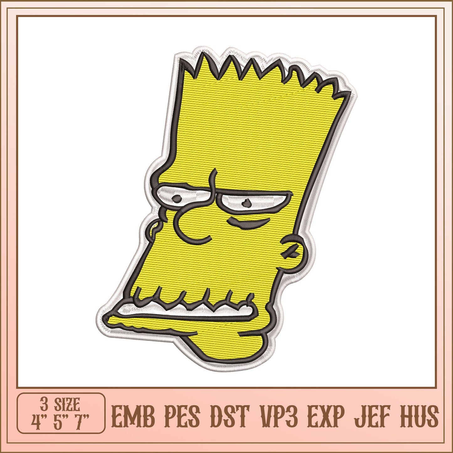 Embroidery Design Bart Character in Multiple Sizes Formats