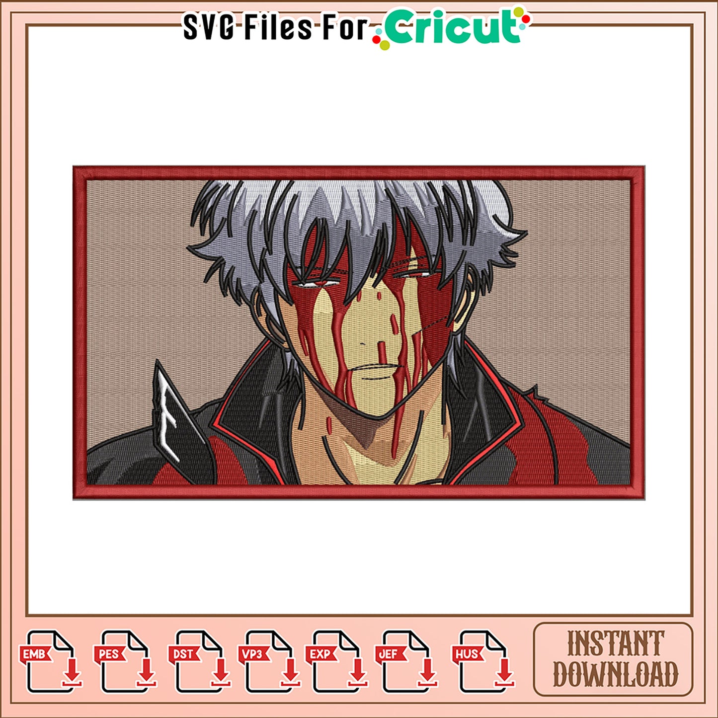 Embroidery Design Blood Stained Character Digital File