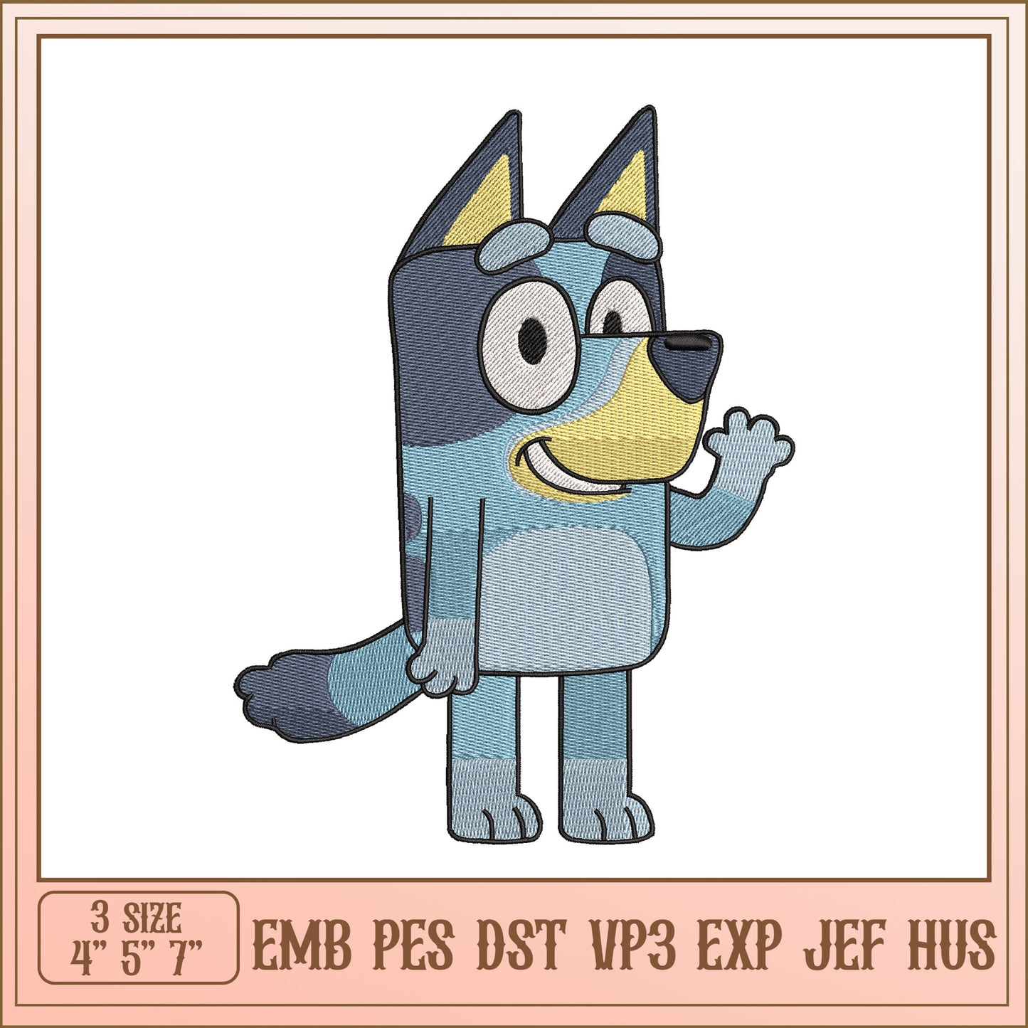 Embroidery Design Blue Heeler Dog Character for Custom Projects