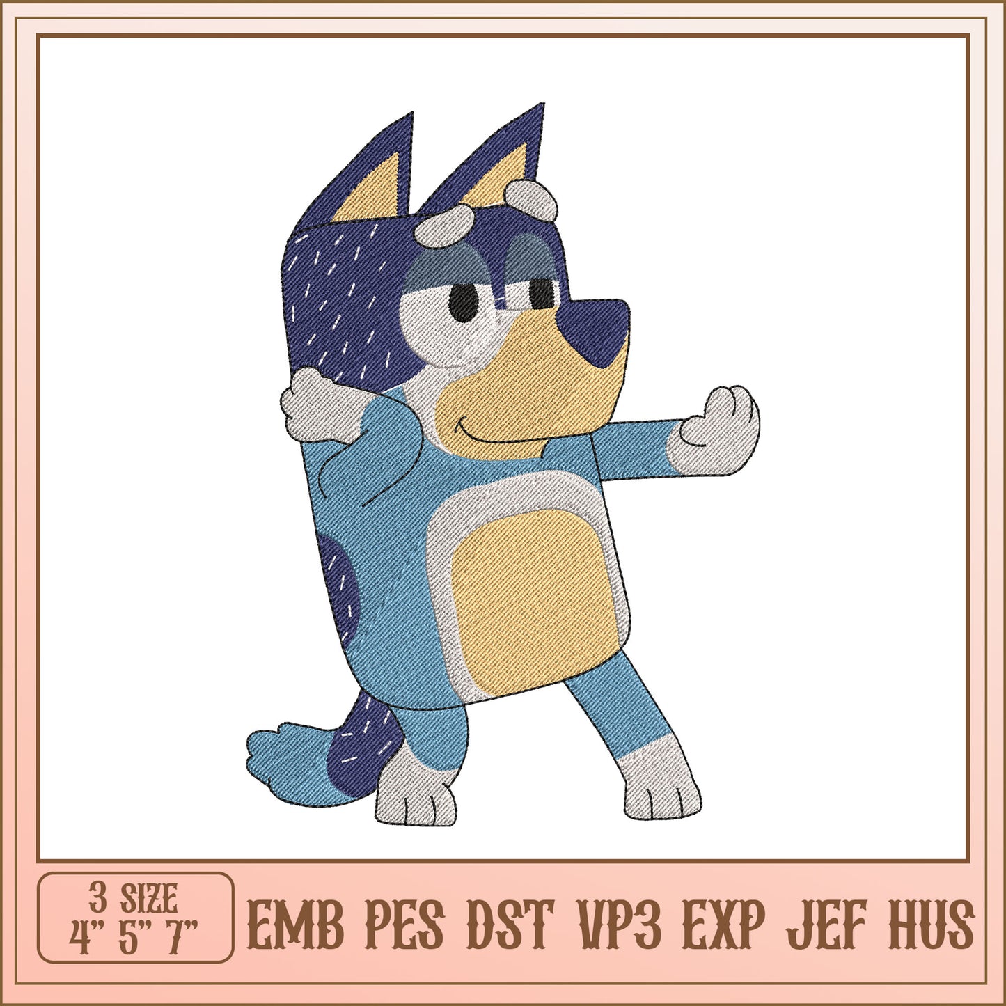 Embroidery Design Bluey Cartoon Dog