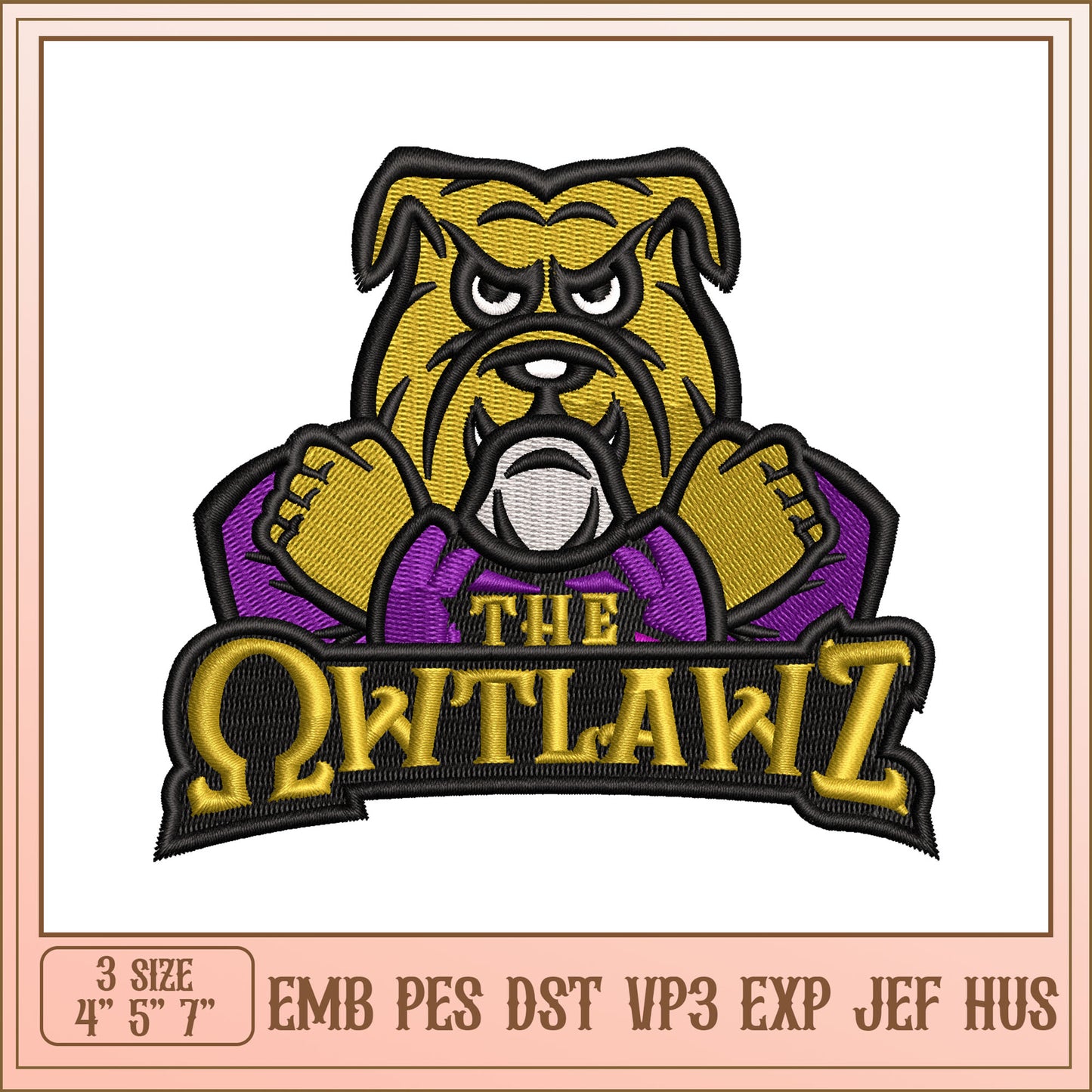 Embroidery Design Bulldog Outlaw