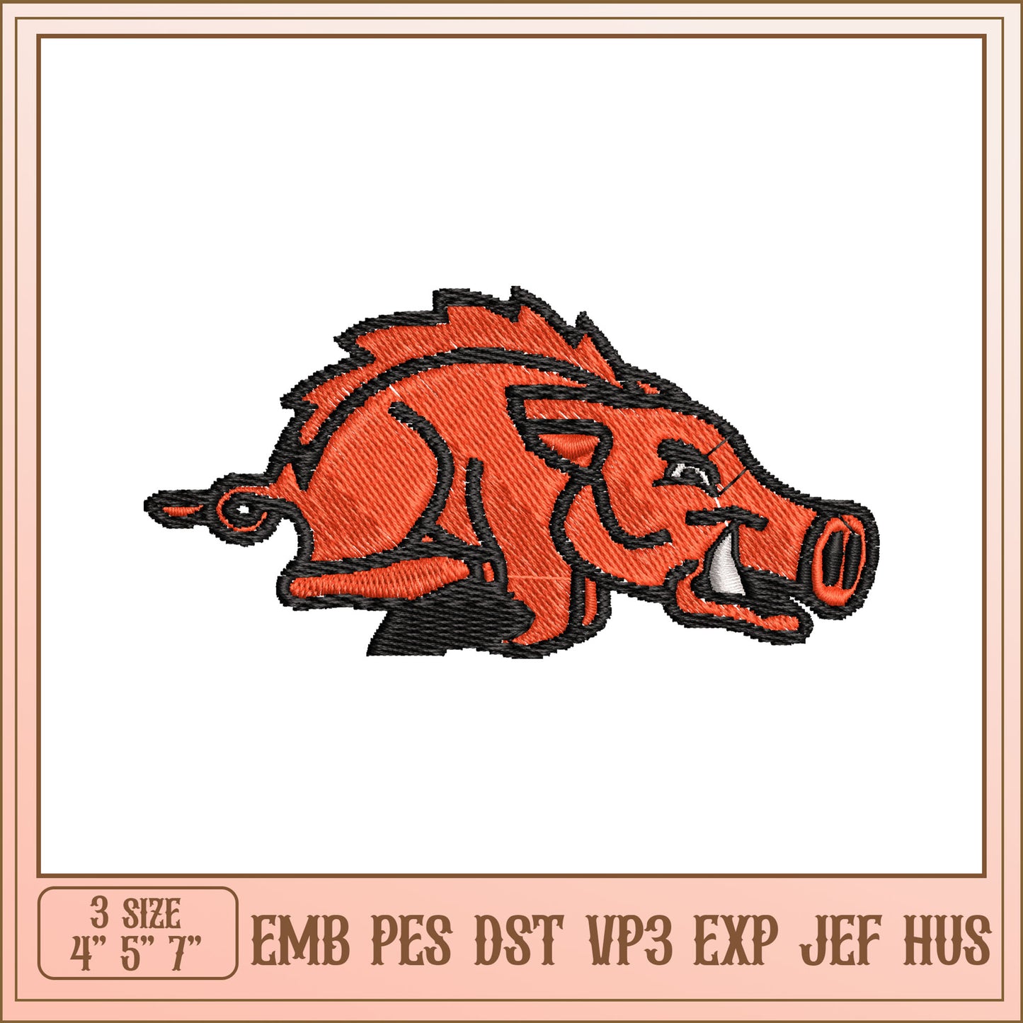 Embroidery Design Cartoon Wild Boar