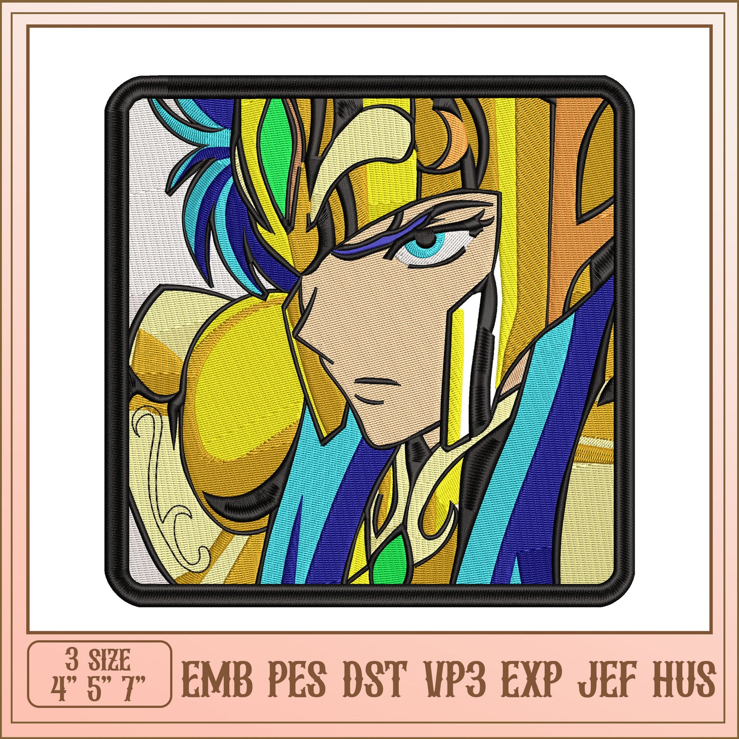 Embroidery Design Gold Saint Seiya Patch
