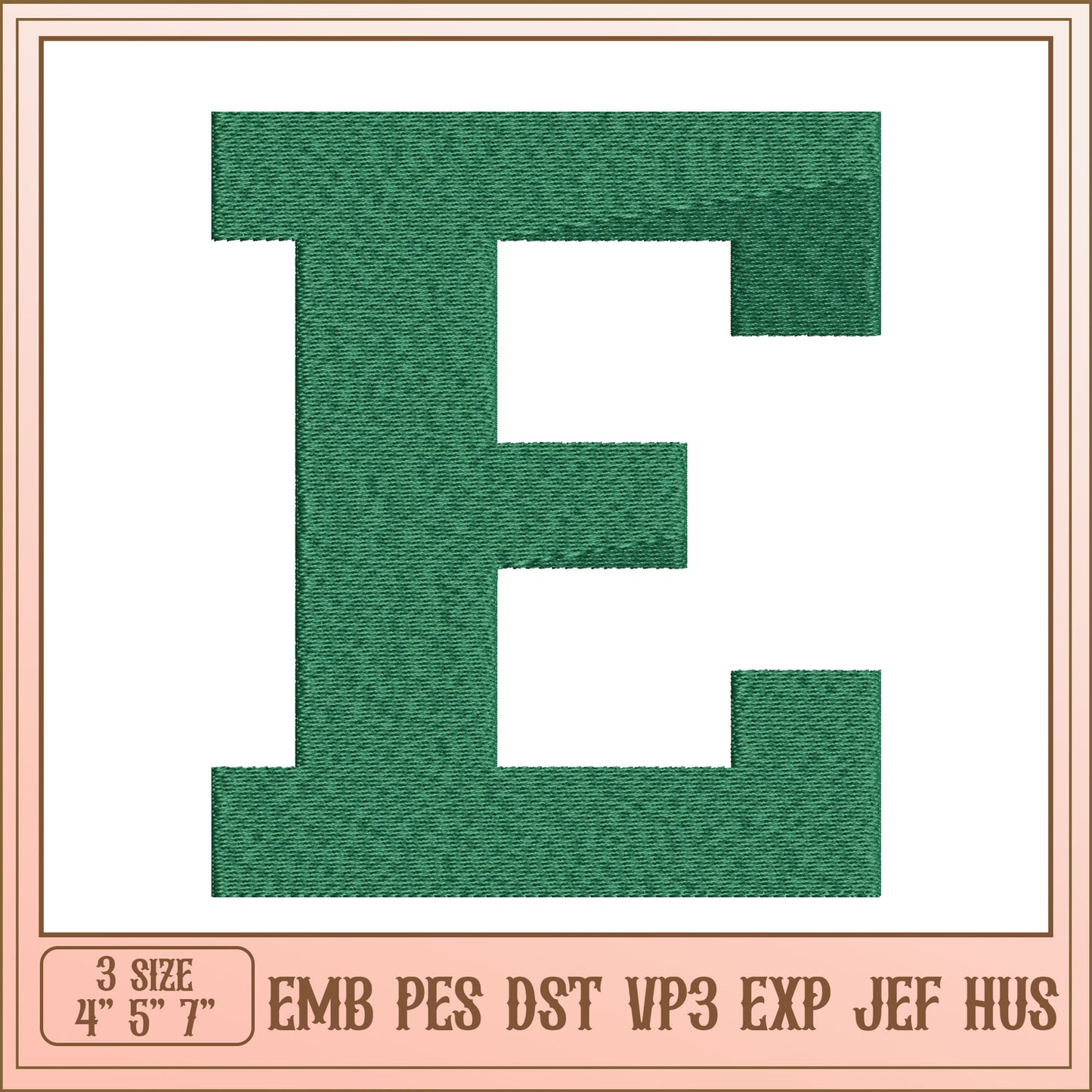 Embroidery Design Letter E 3 Sizes