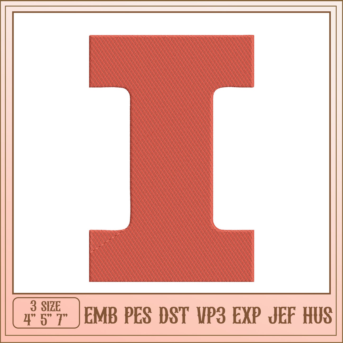 Embroidery Design Letter I 3 Sizes EMB PES DST VP3