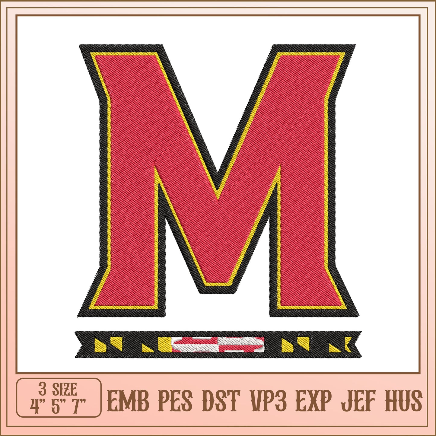 Embroidery Design Letter M 3 Sizes