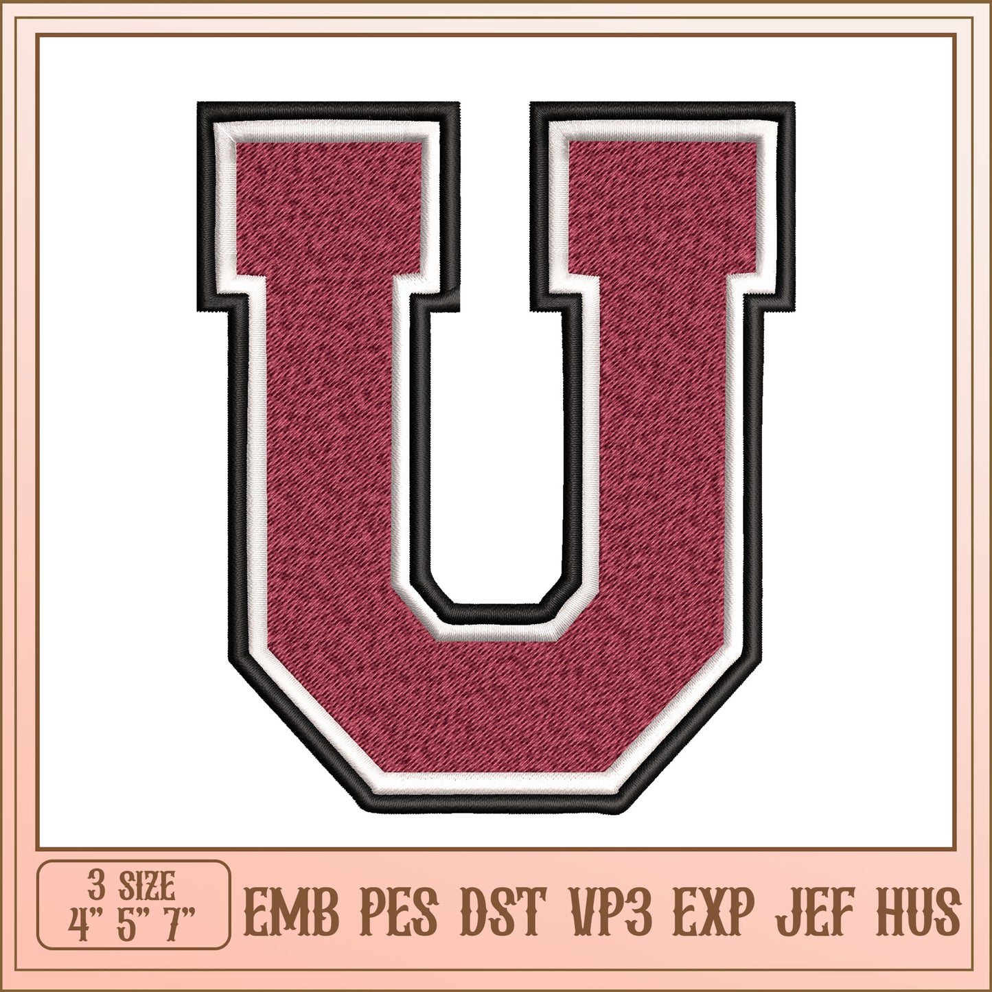 Embroidery Design Letter U