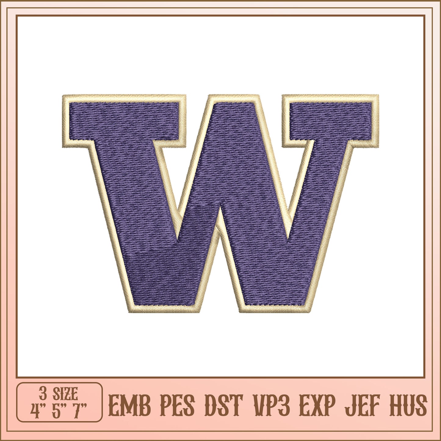 Embroidery Design Letter W 3 Sizes
