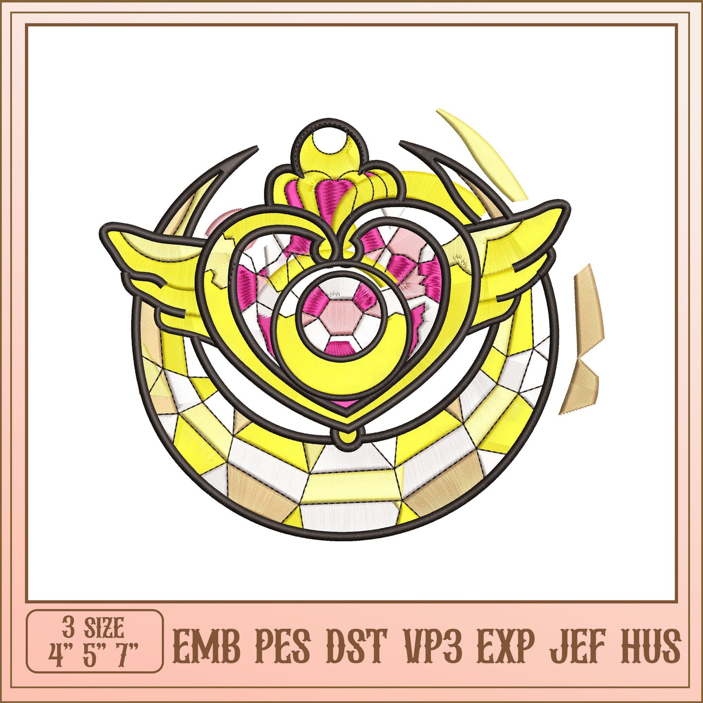 Embroidery Design Moon Heart Charm