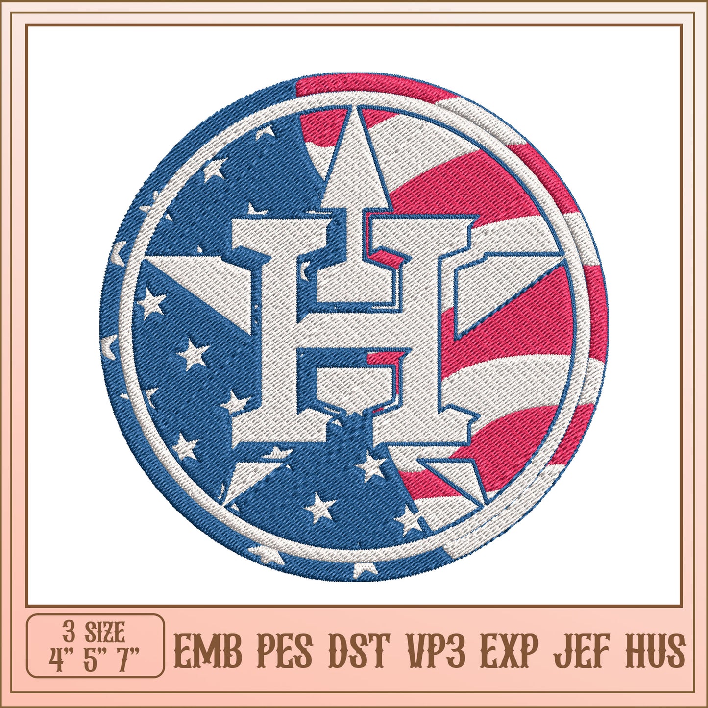 Embroidery Design Patriotic H Logo for Custom Apparel Décor