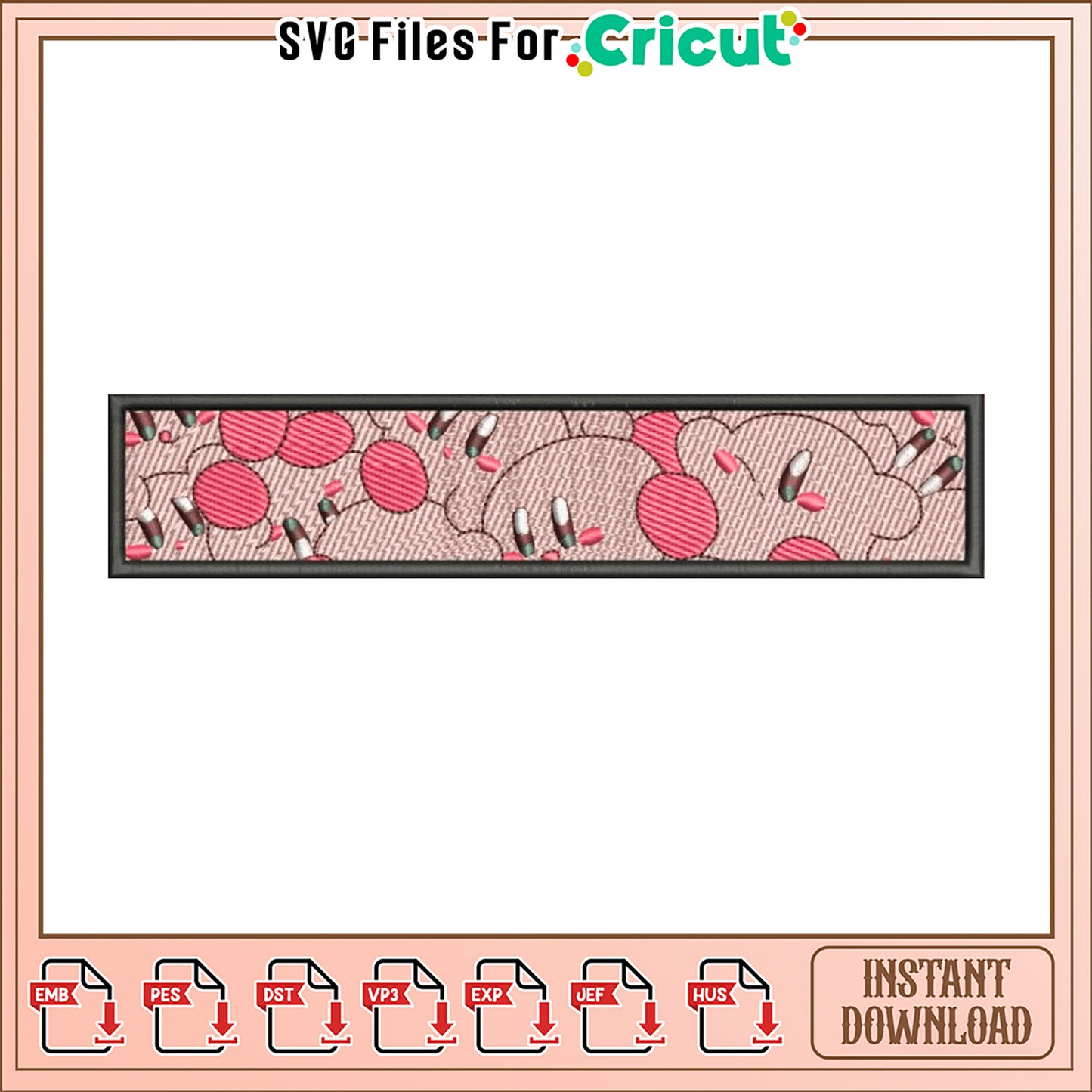 Embroidery Design Pink Capsule Pattern