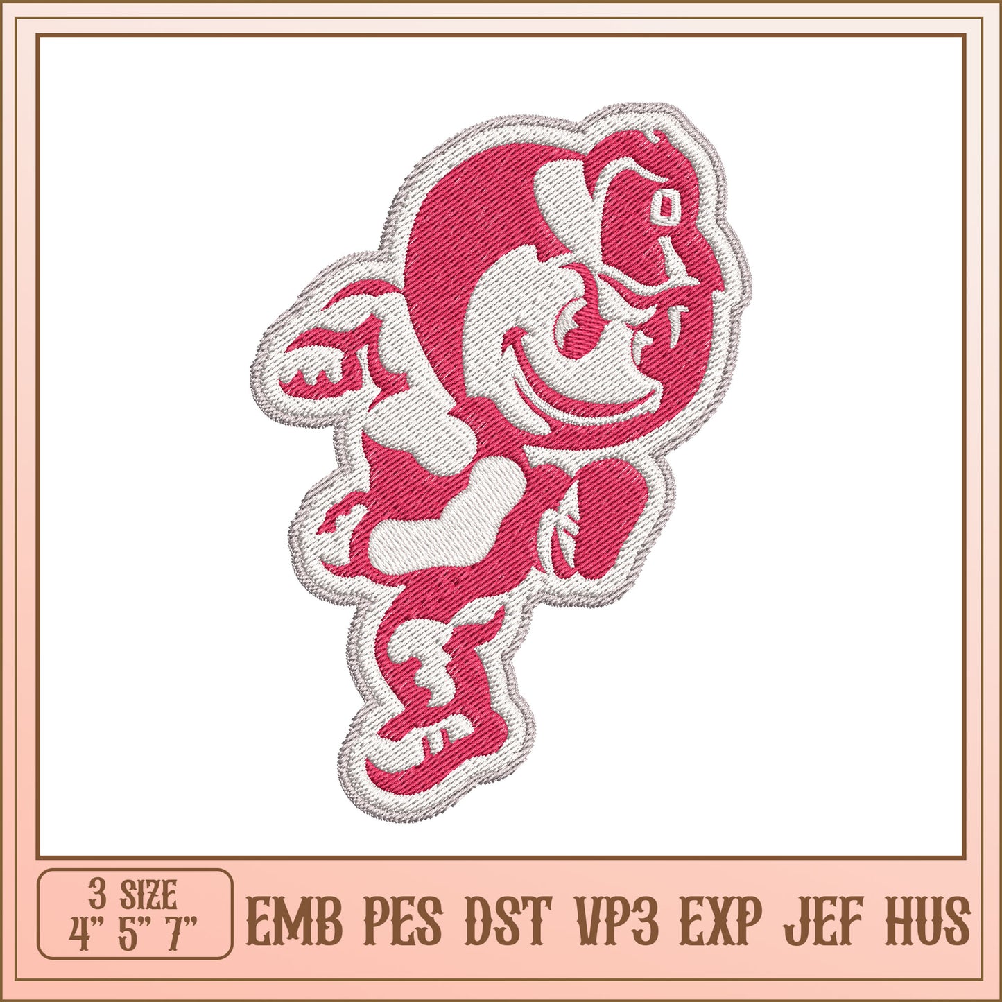 Embroidery Design Pink Mascot