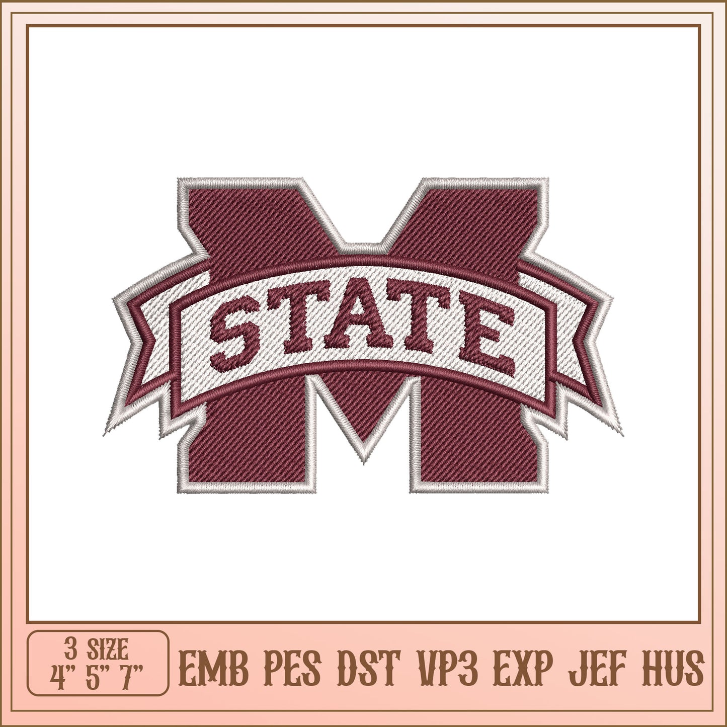 Embroidery Design State M Logo