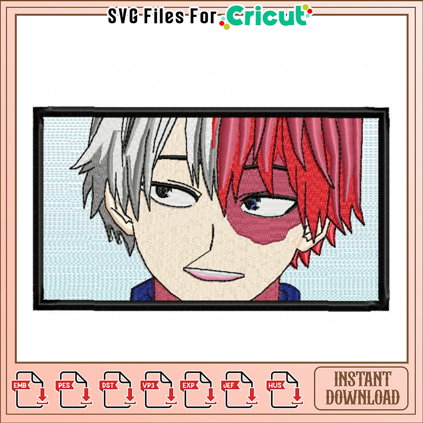 Embroidery Design of Anime Character for Instant Download
