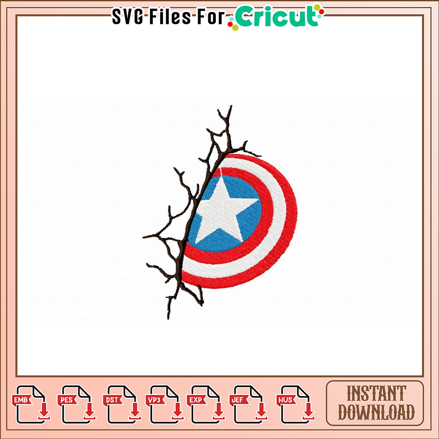 Embroidery Design of Captain America's Shield Patch