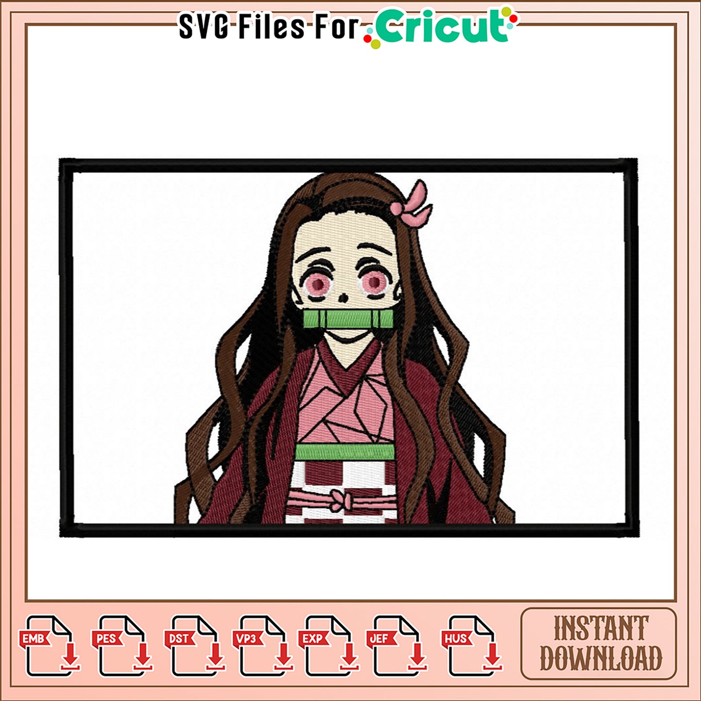 Embroidery Design of a Beautiful Anime Character