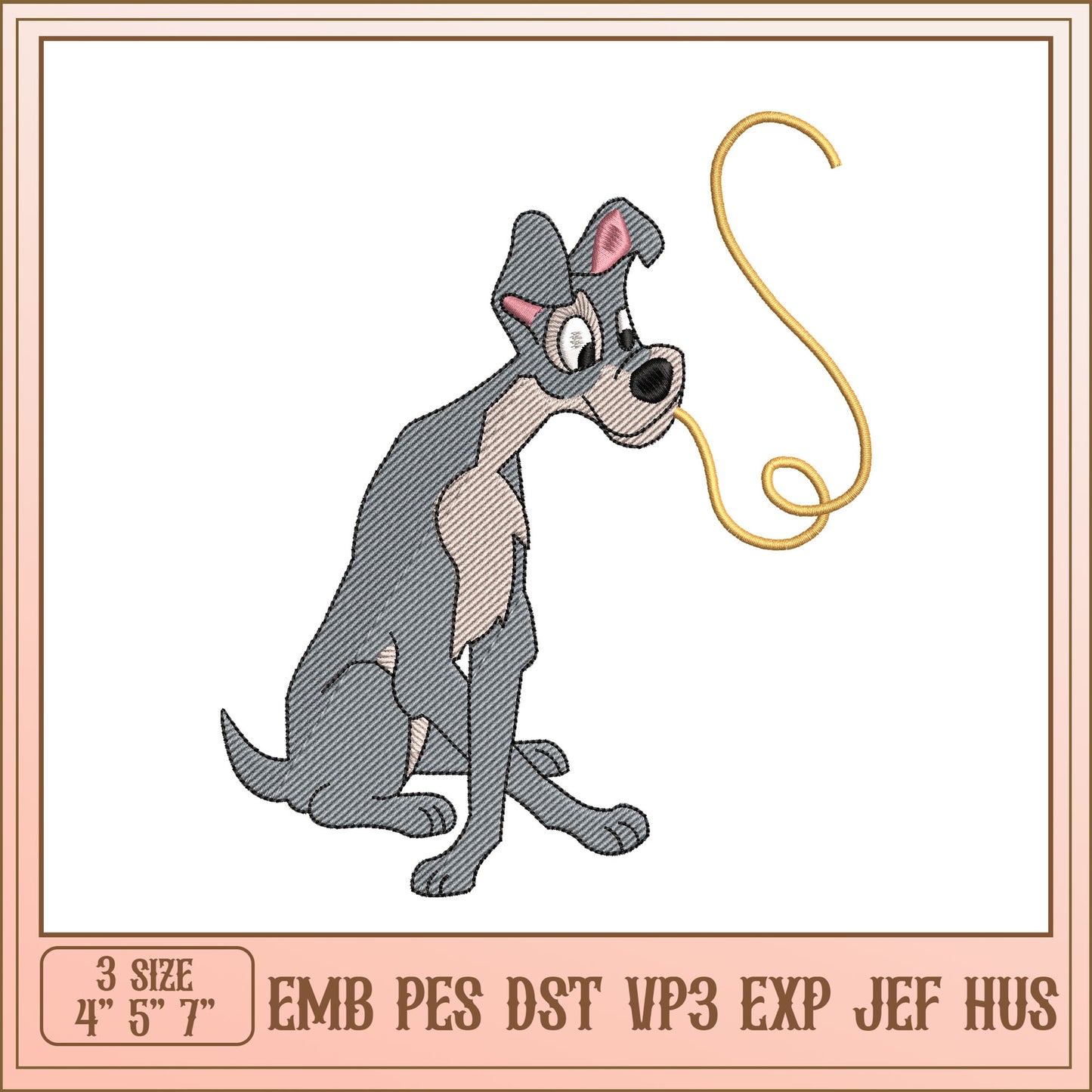 Embroidery Dog Design 3 Sizes