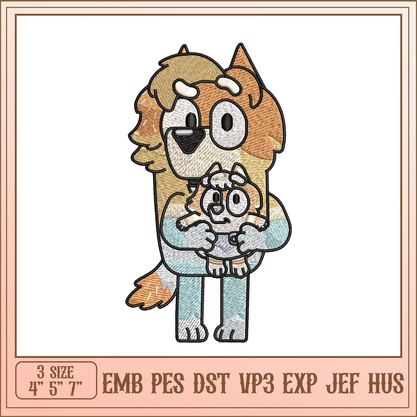 Embroidery Dog Design 4x7 Inch