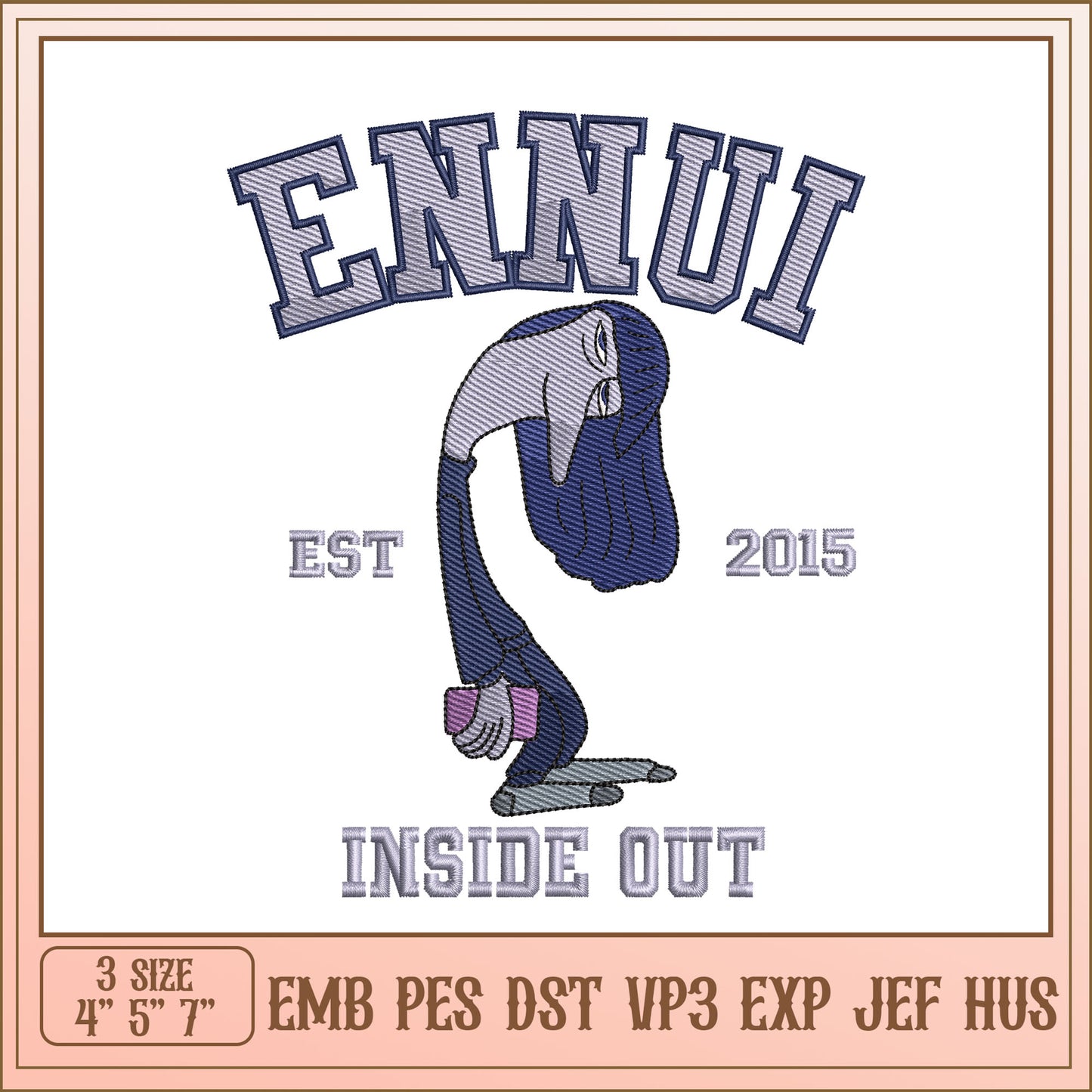 Ennui Embroidery Design 3 Sizes