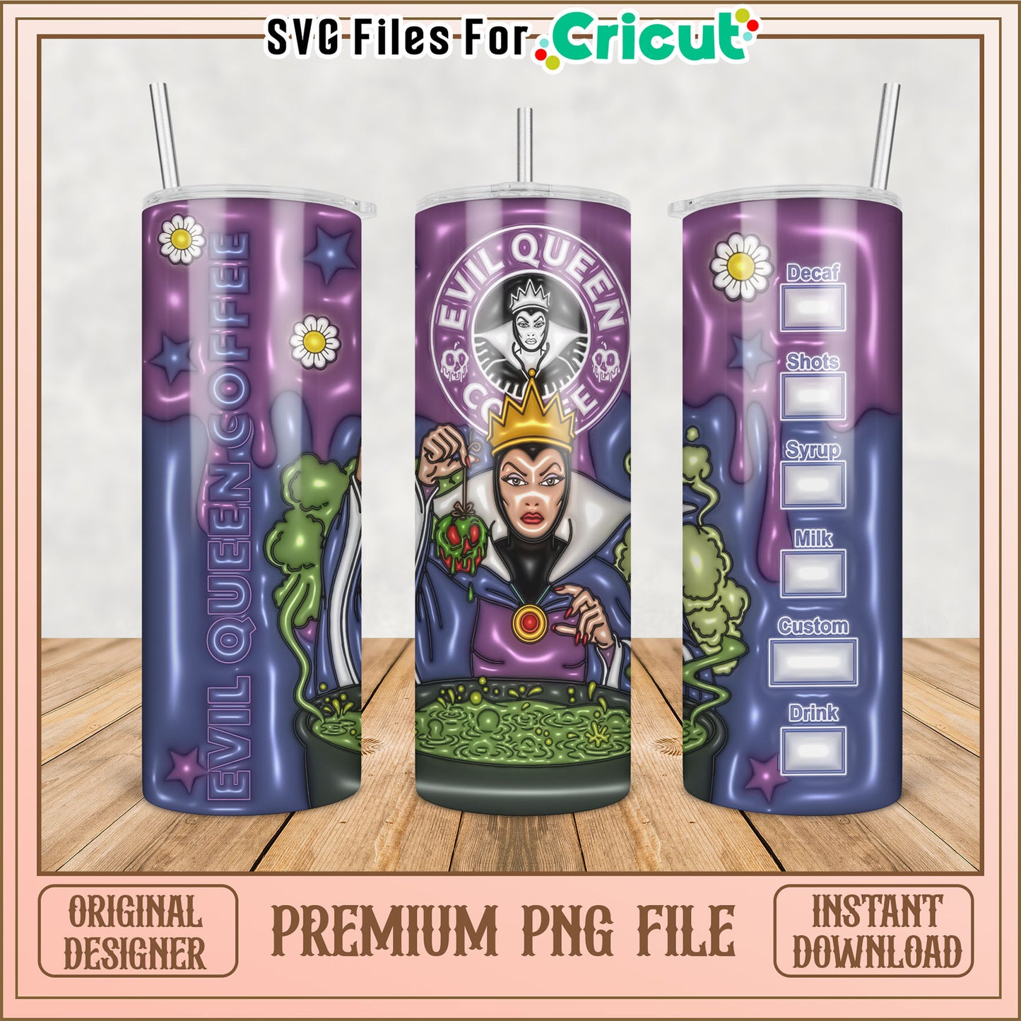 Evil Queen Coffee Tumbler PNG Design