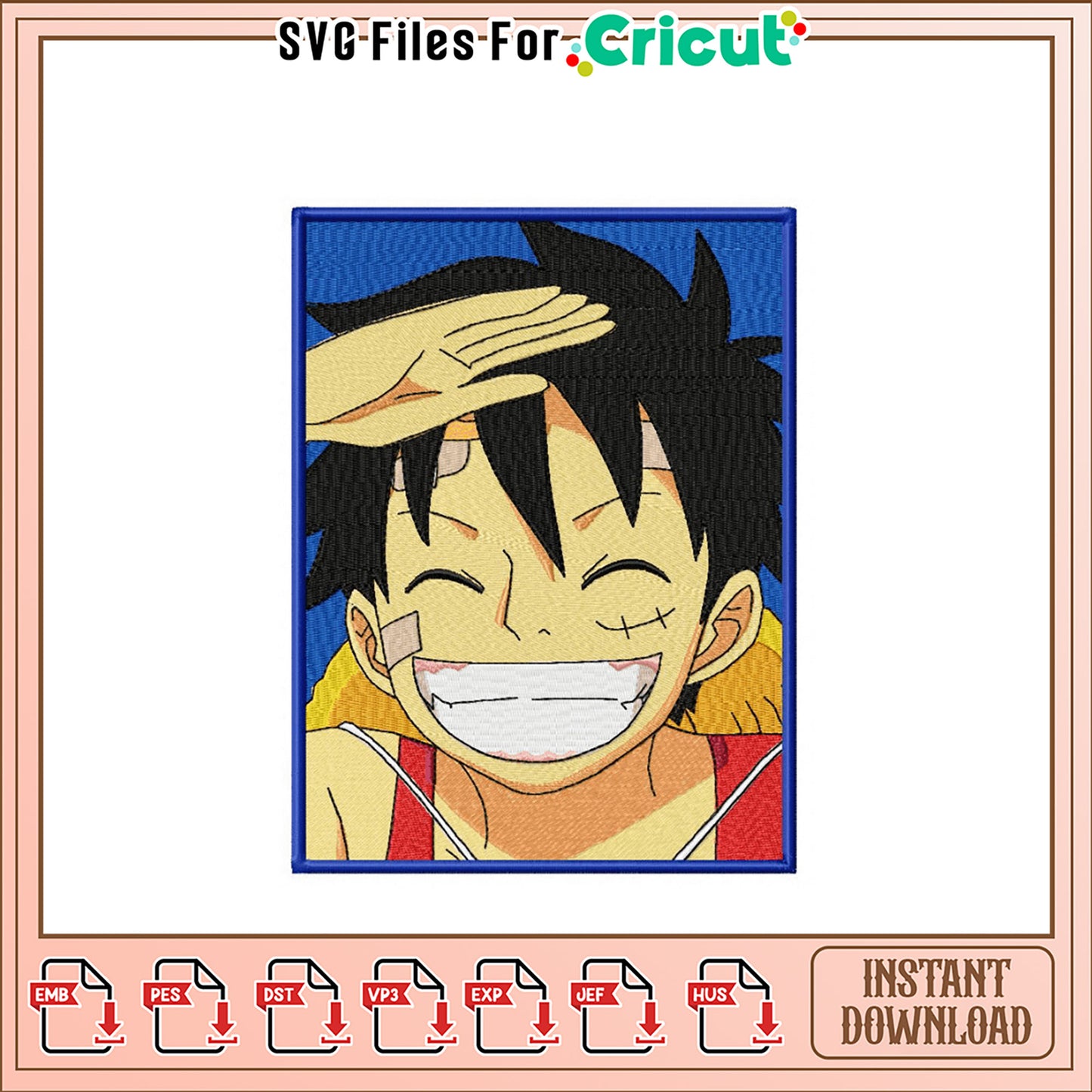 Exciting Embroidery Design of Happy Character Art