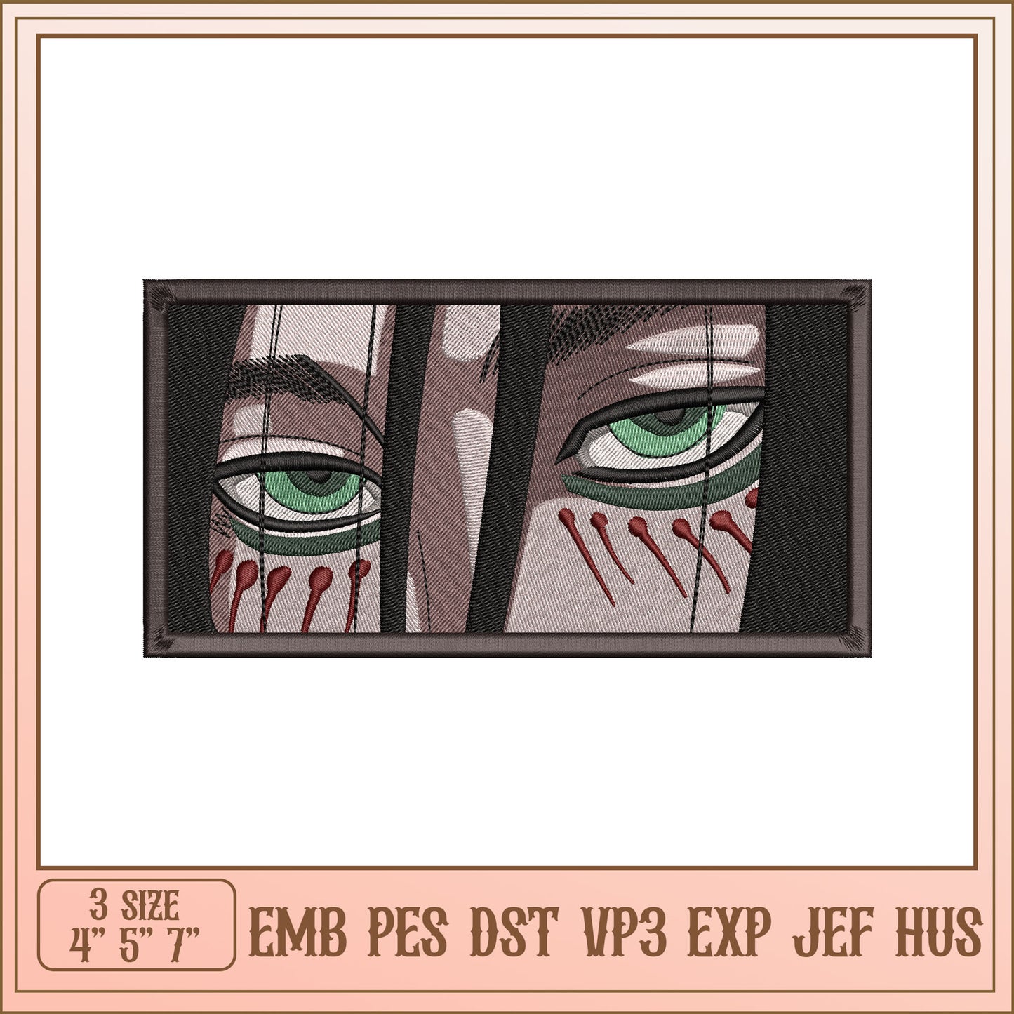 Eyes Embroidery Design 3 Sizes EMB PES DST