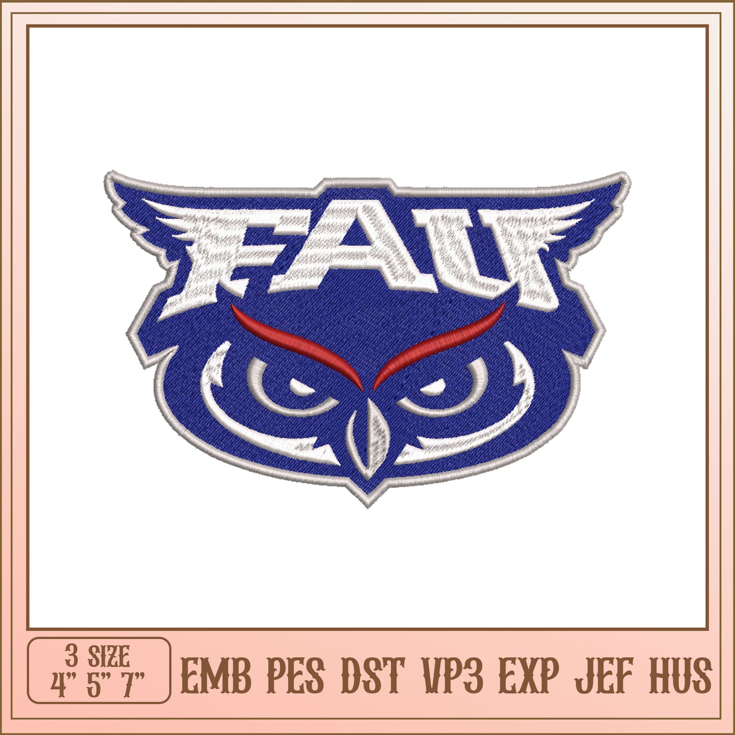 FAU Owl Embroidery Design