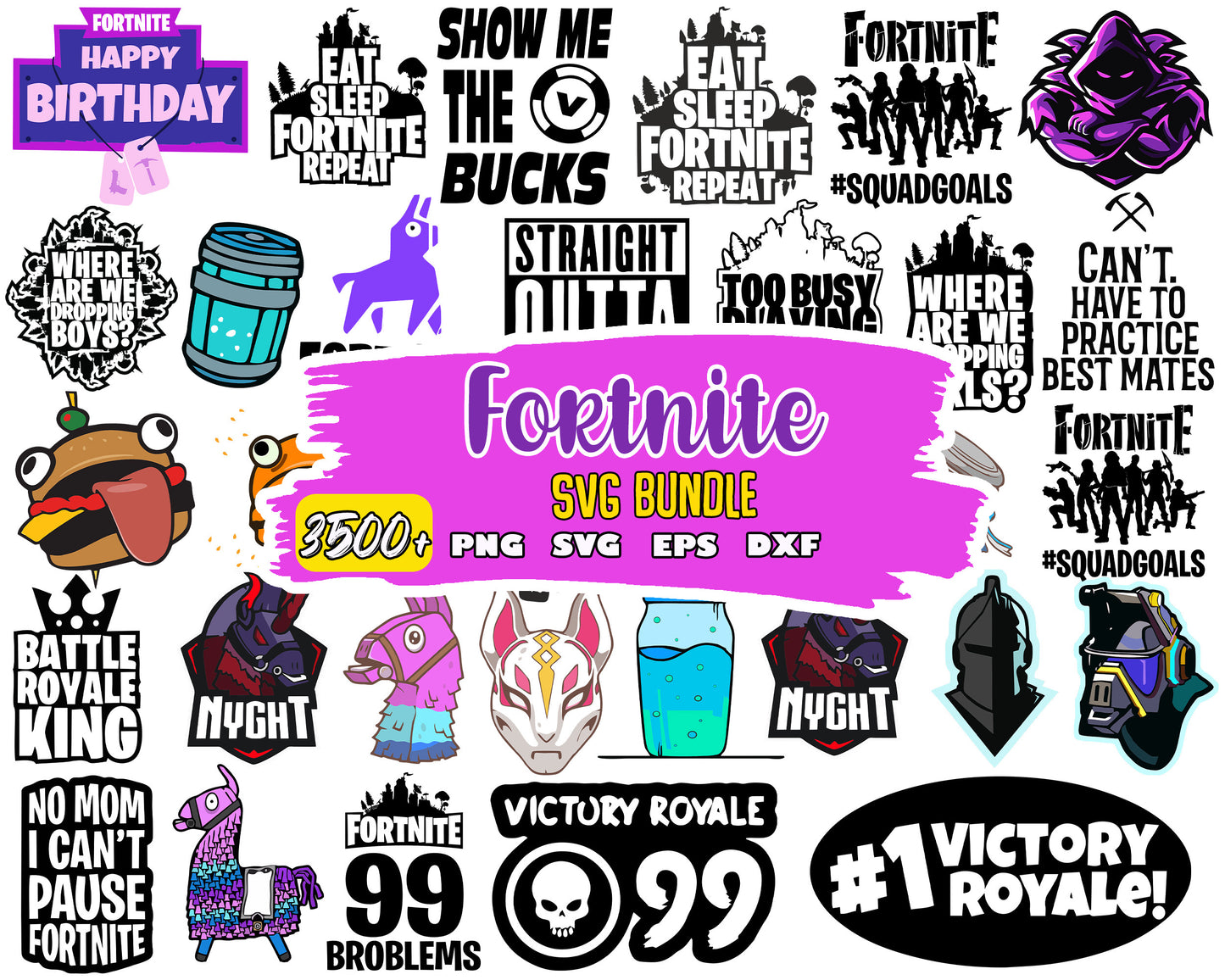 Fortnite squadgoals bundle design svg, fortnite characters svg