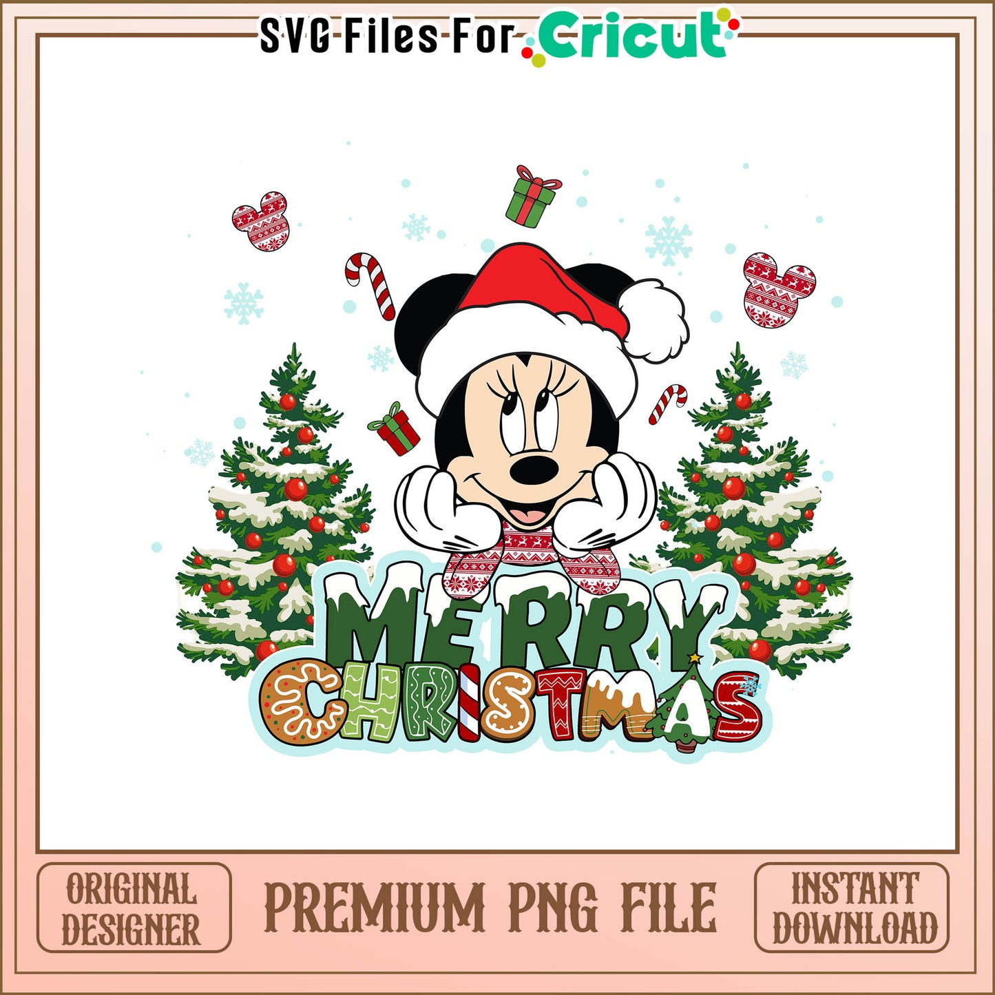 Face minnie mouse merry christmas png, disney minnie mouse png