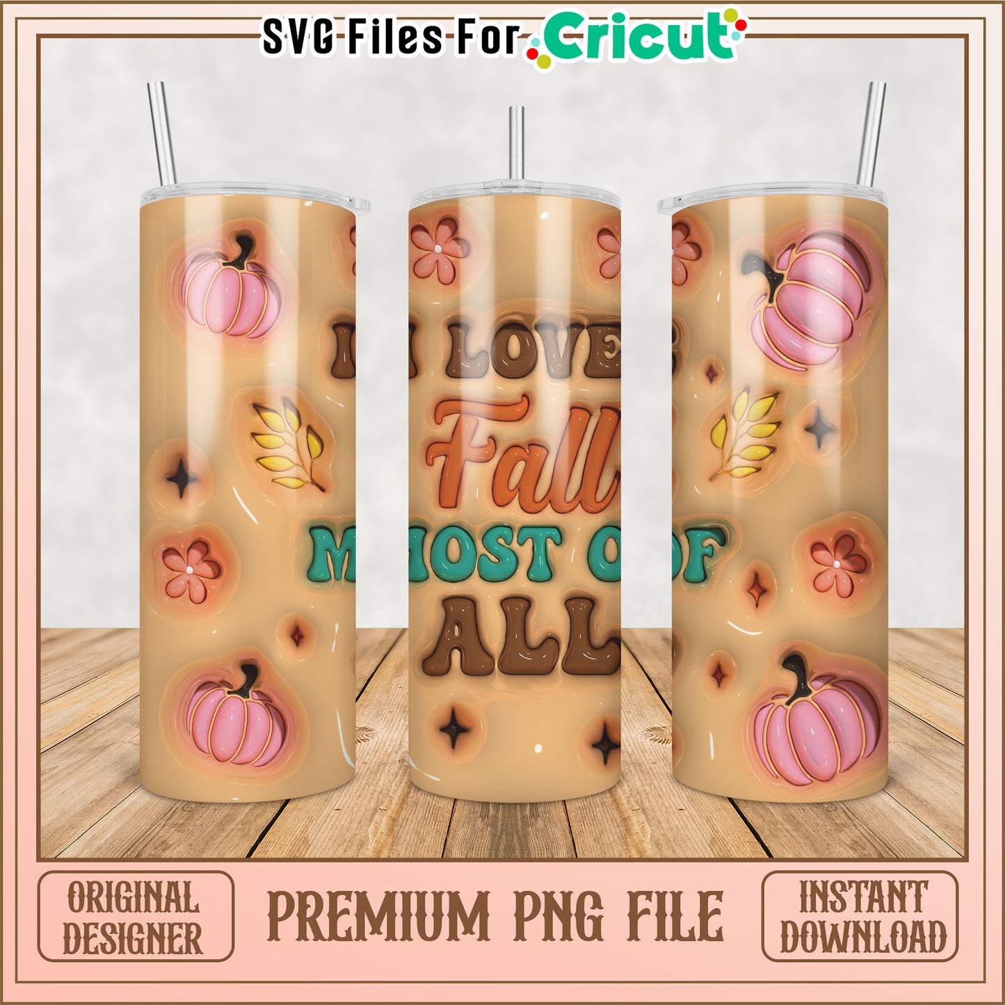 Fall Tumbler PNG Design Instant Download