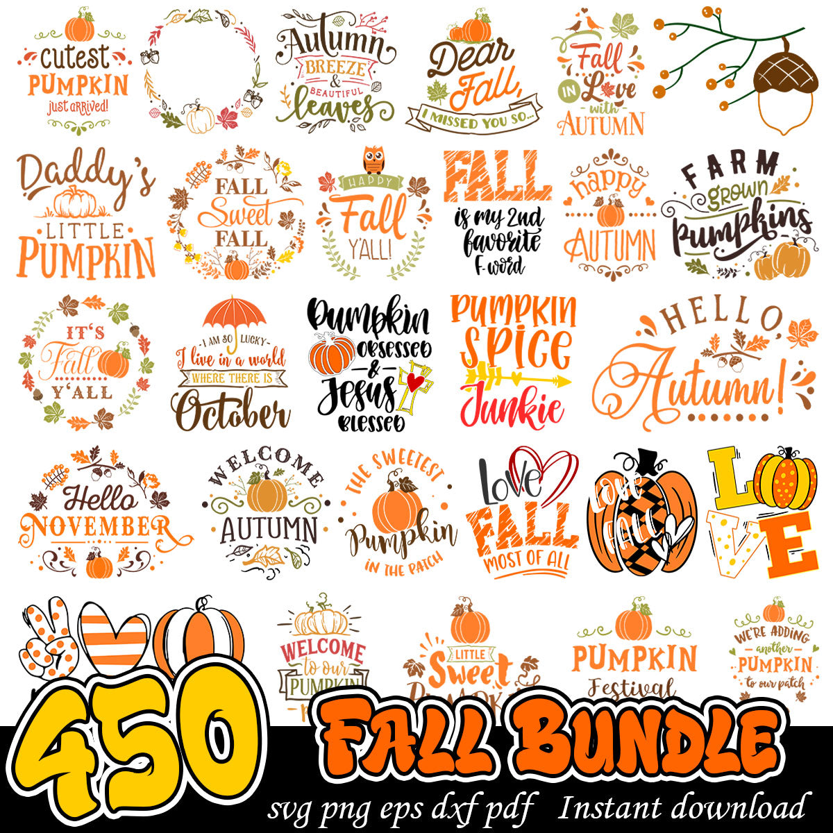 Fall Bundle Svg, Fall season art svg bundle