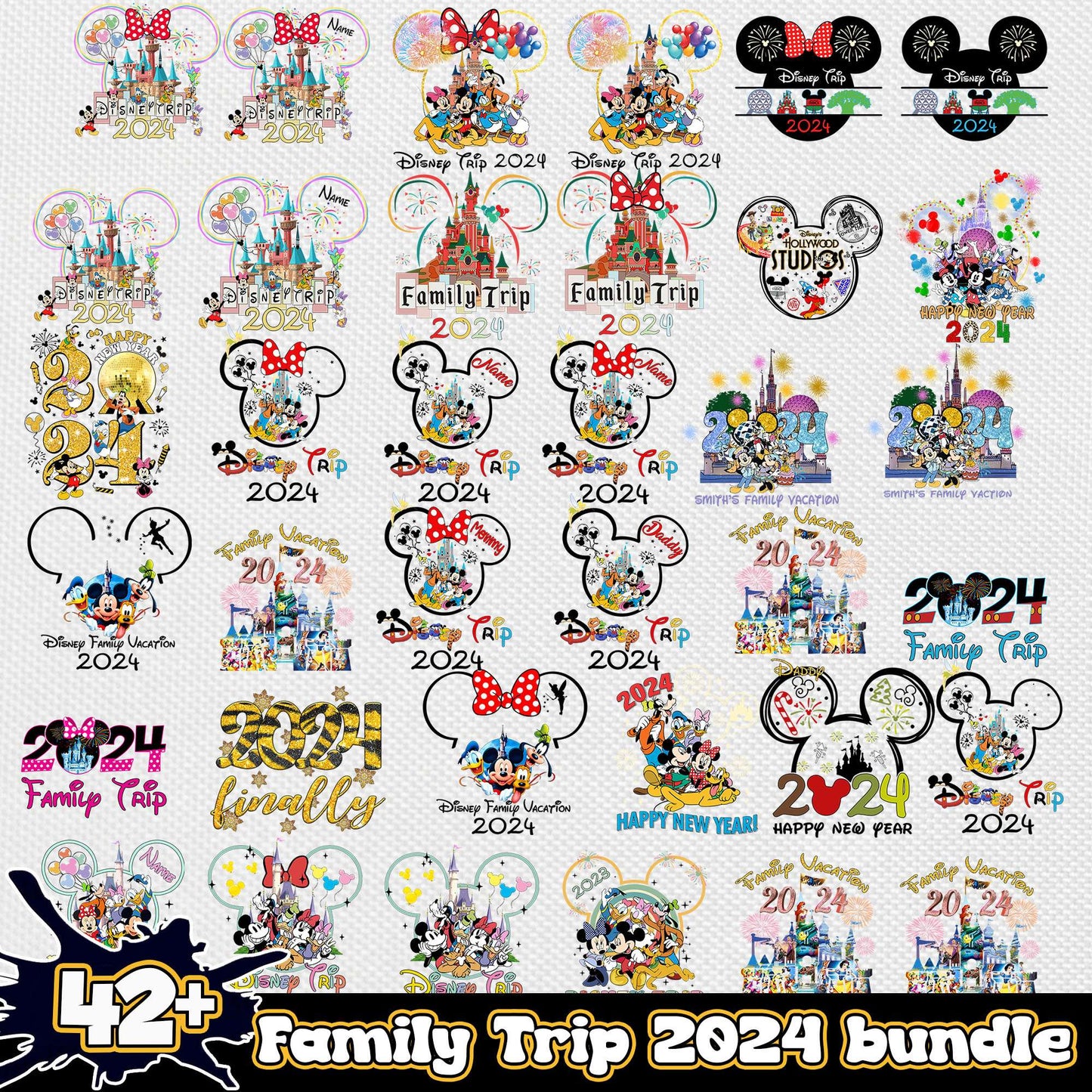 Disney trip 2024 bundle png, mickey ears png, disney trips png
