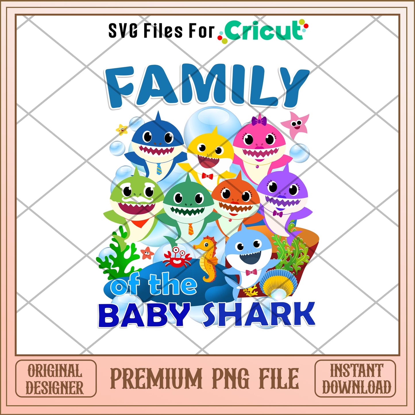Family of the Baby Shark Png, Baby Shark characters png, digital download