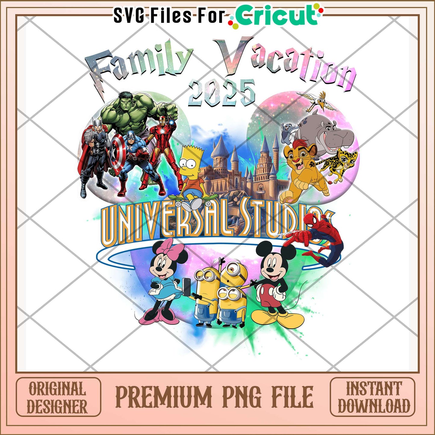 Family vacatio unversal studio png, cartoon character png, universal png