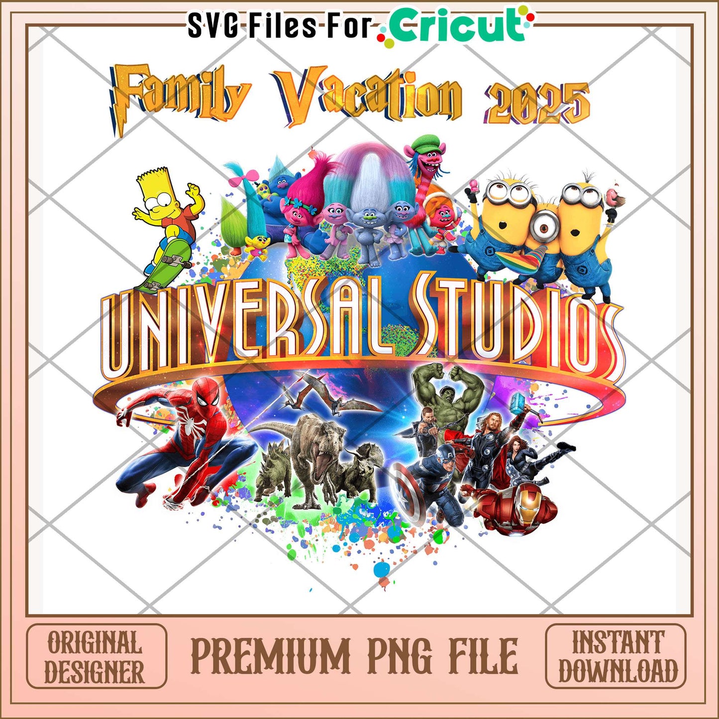 Family vacatio unversal studios png, cartoon character png, universal png