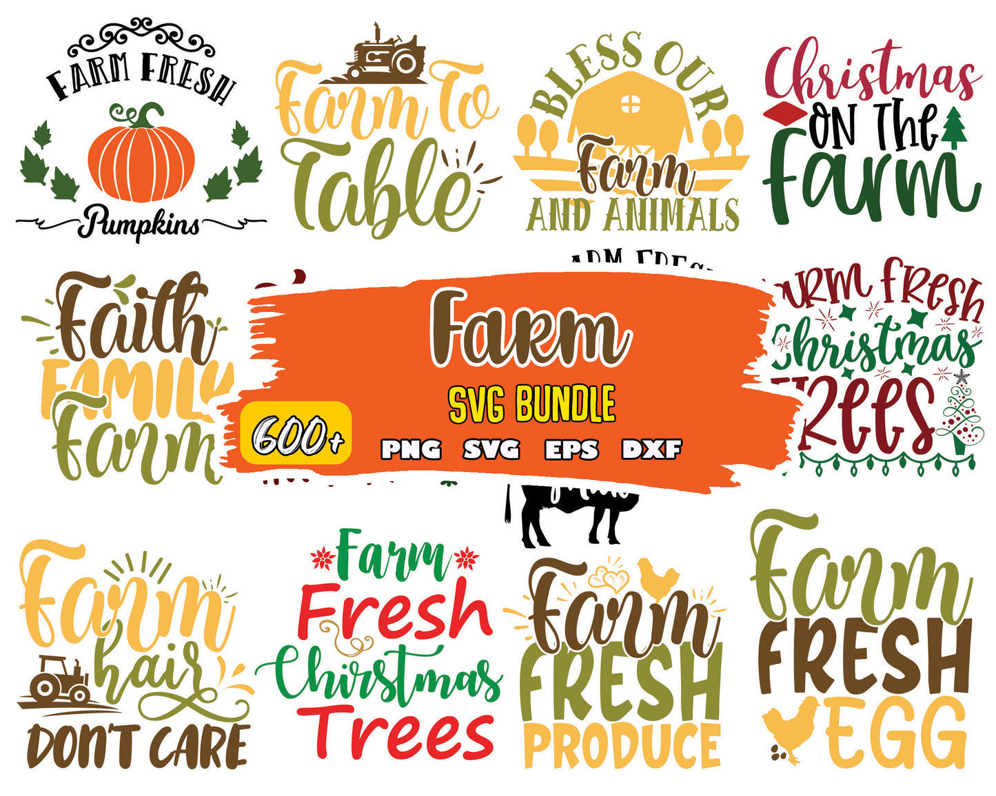 Christmas on the farm bundle design svg, farm fresh svg
