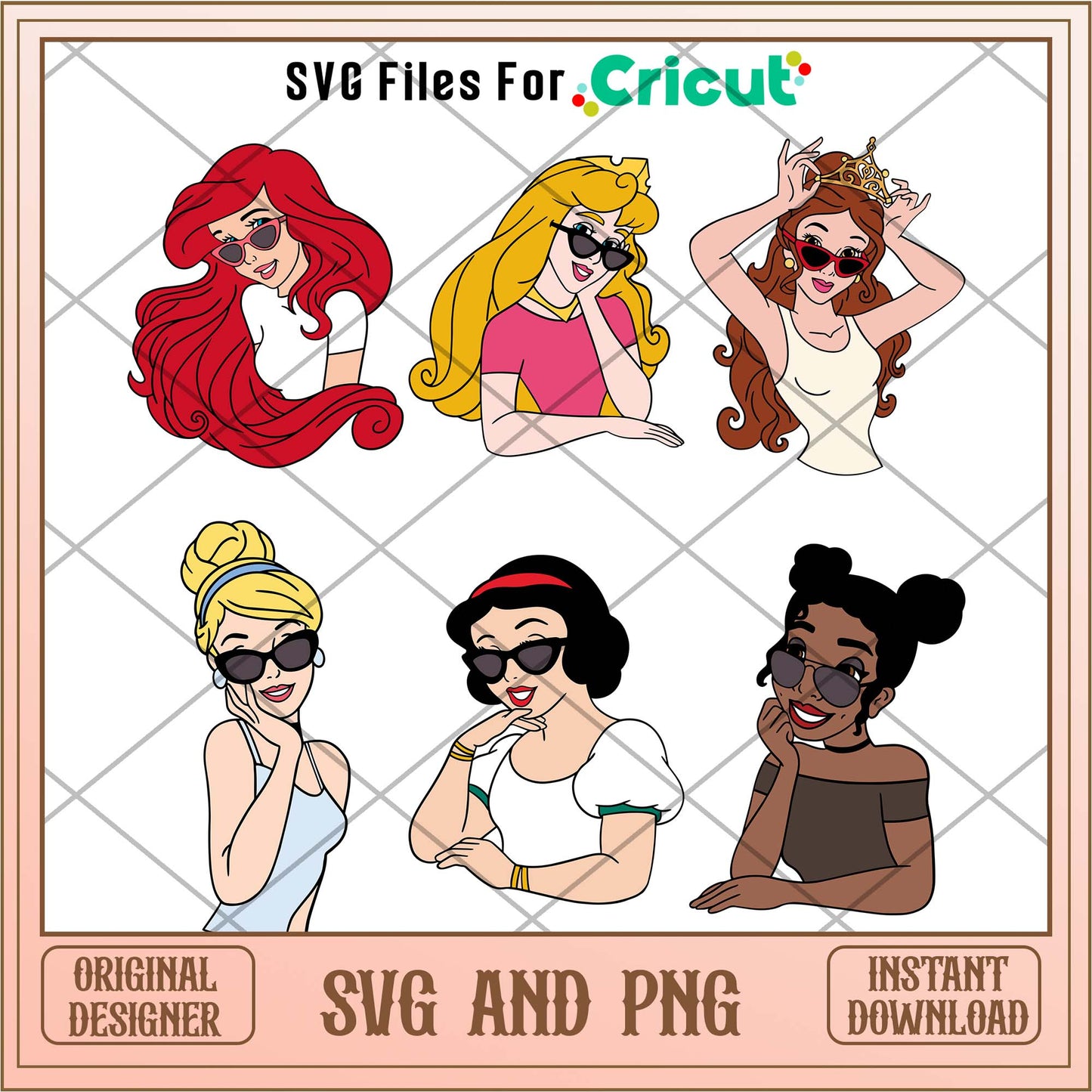 Disney Princess glasses on SVG bundle