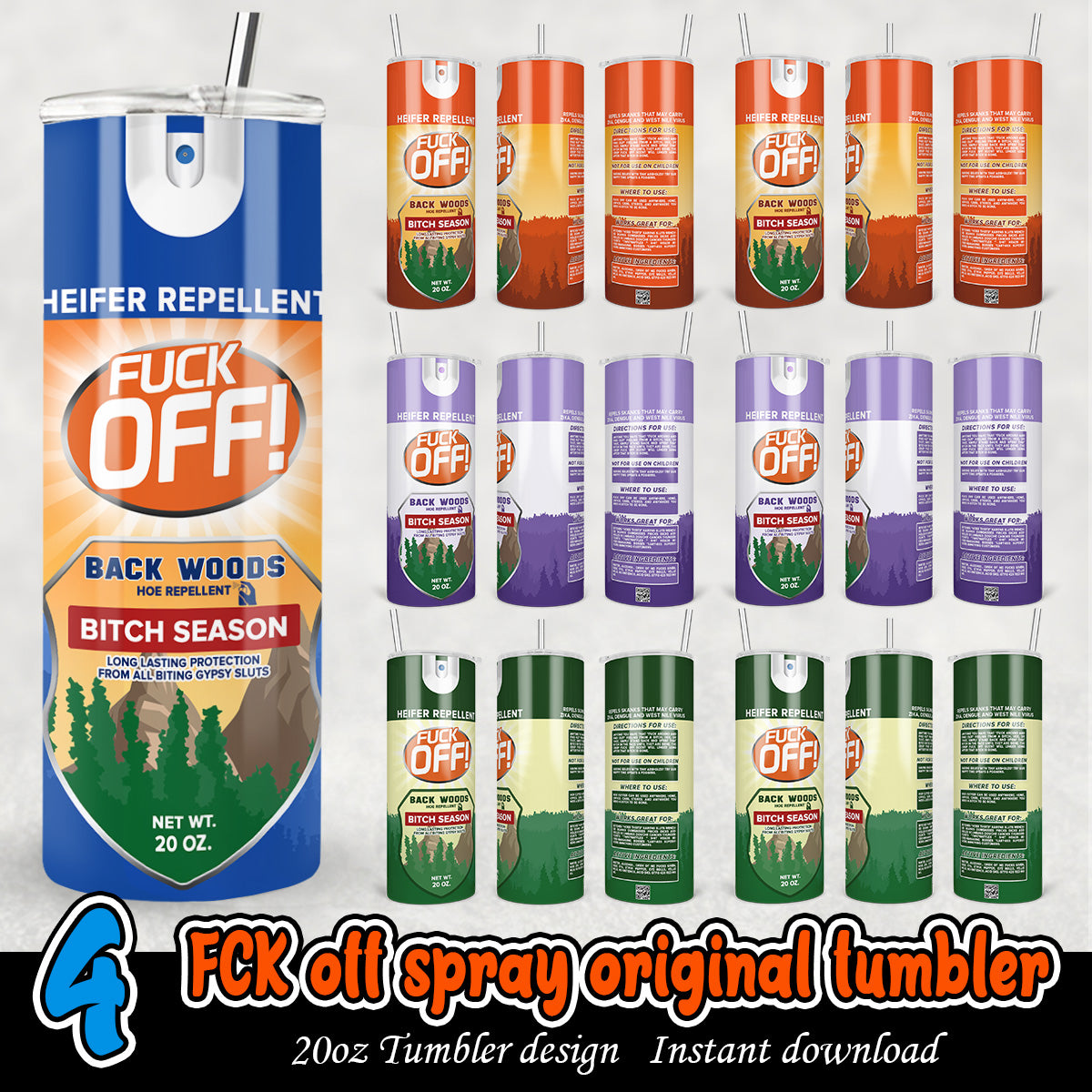 Fck Off Spray Original Tumbler Wrap, 20oz tumbler bundle