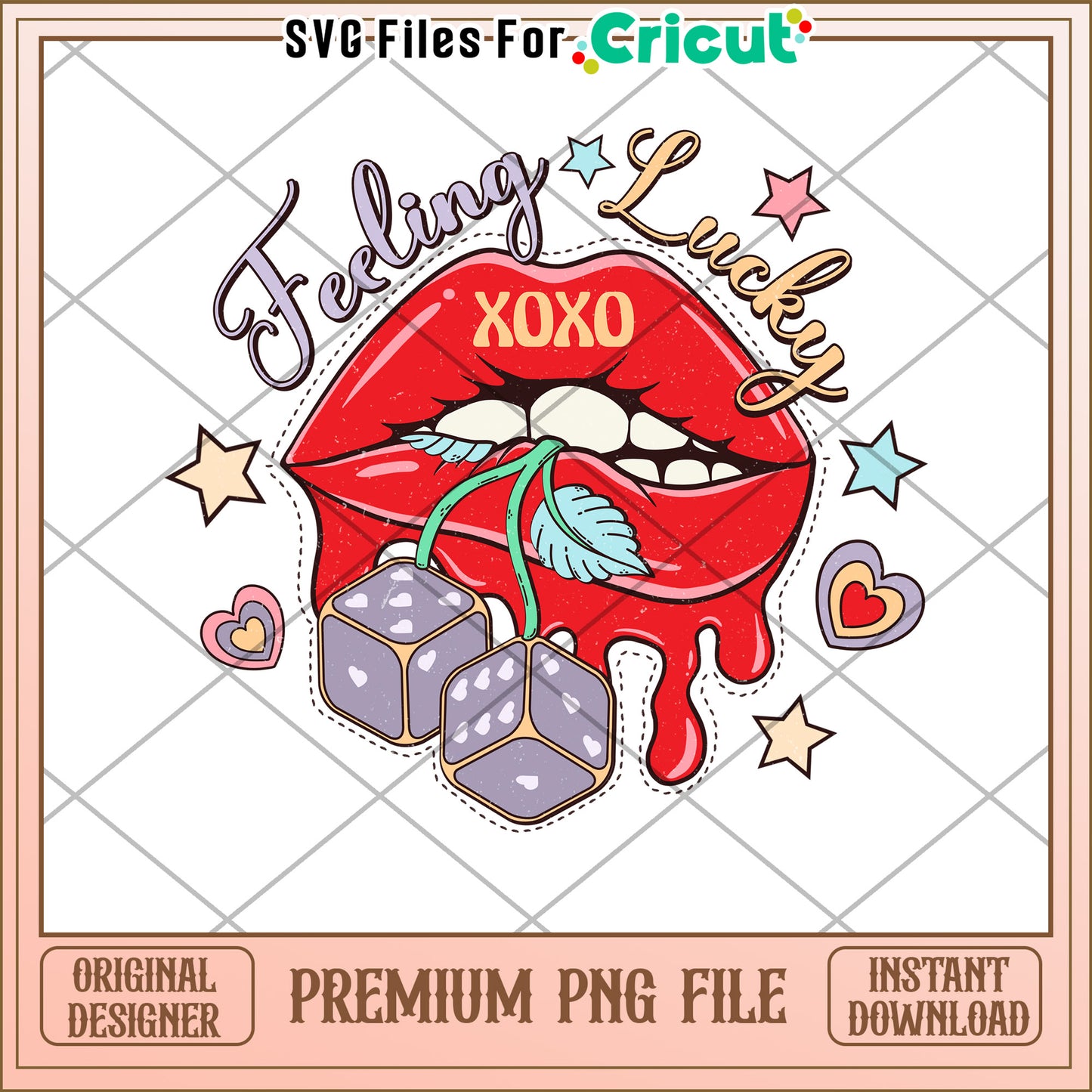 Feeling Lucky Lips PNG Design