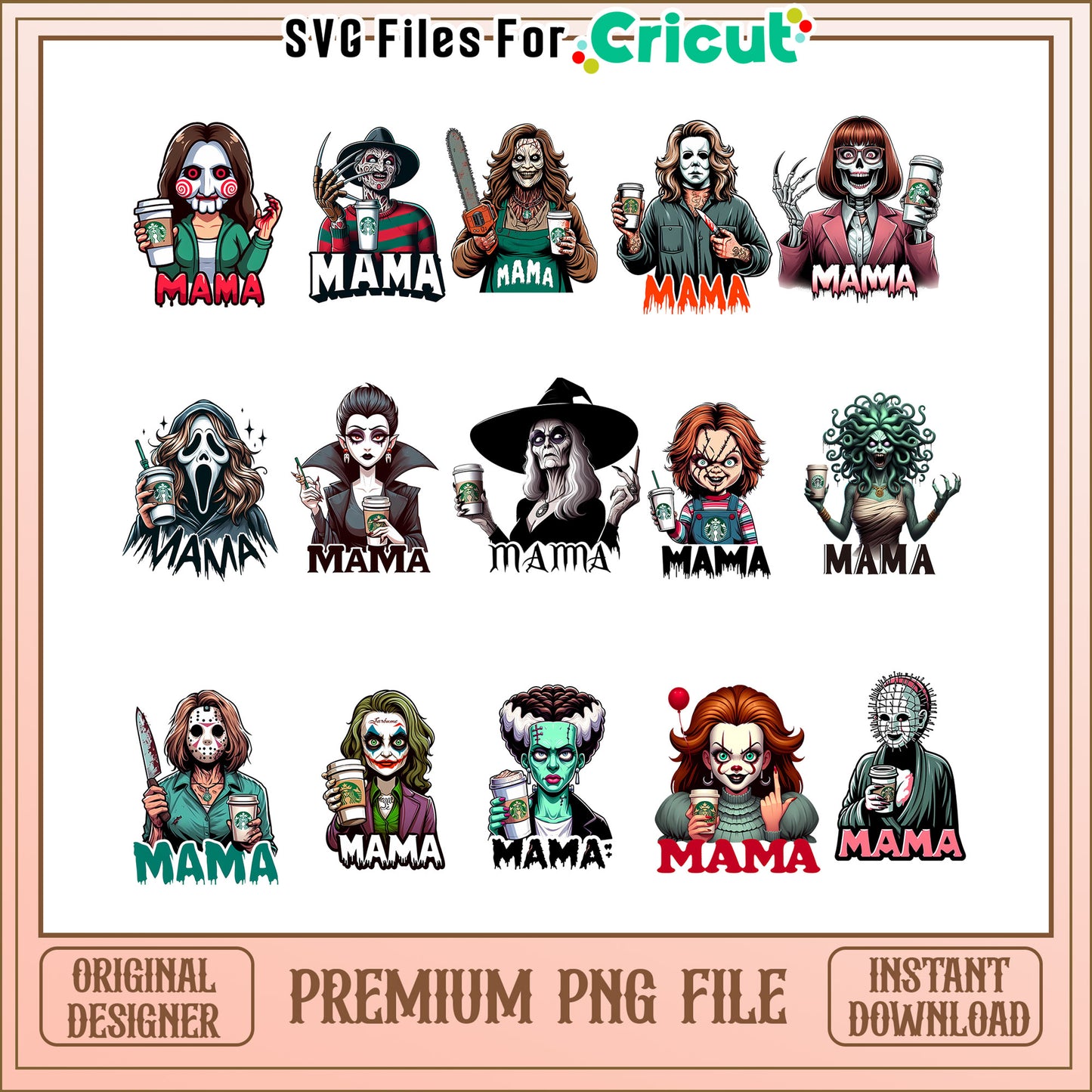 Horror characters mama bundle png, horror characters png