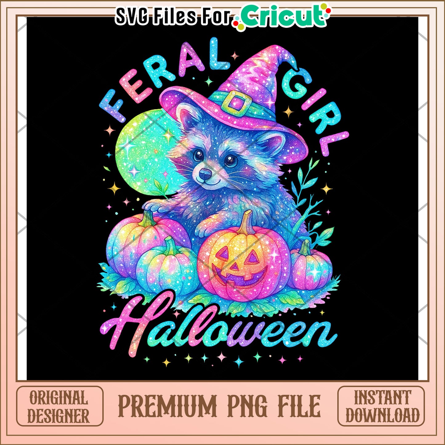 Feral girl halloween neon png, halloween characters png, halloween cartoons png