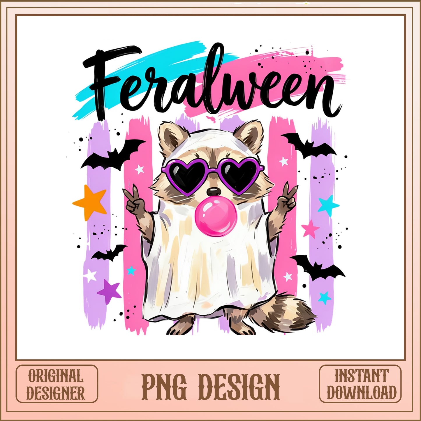 Feralween Raccoon Ghost PNG, Halloween Raccoon PNG, Funny PNG