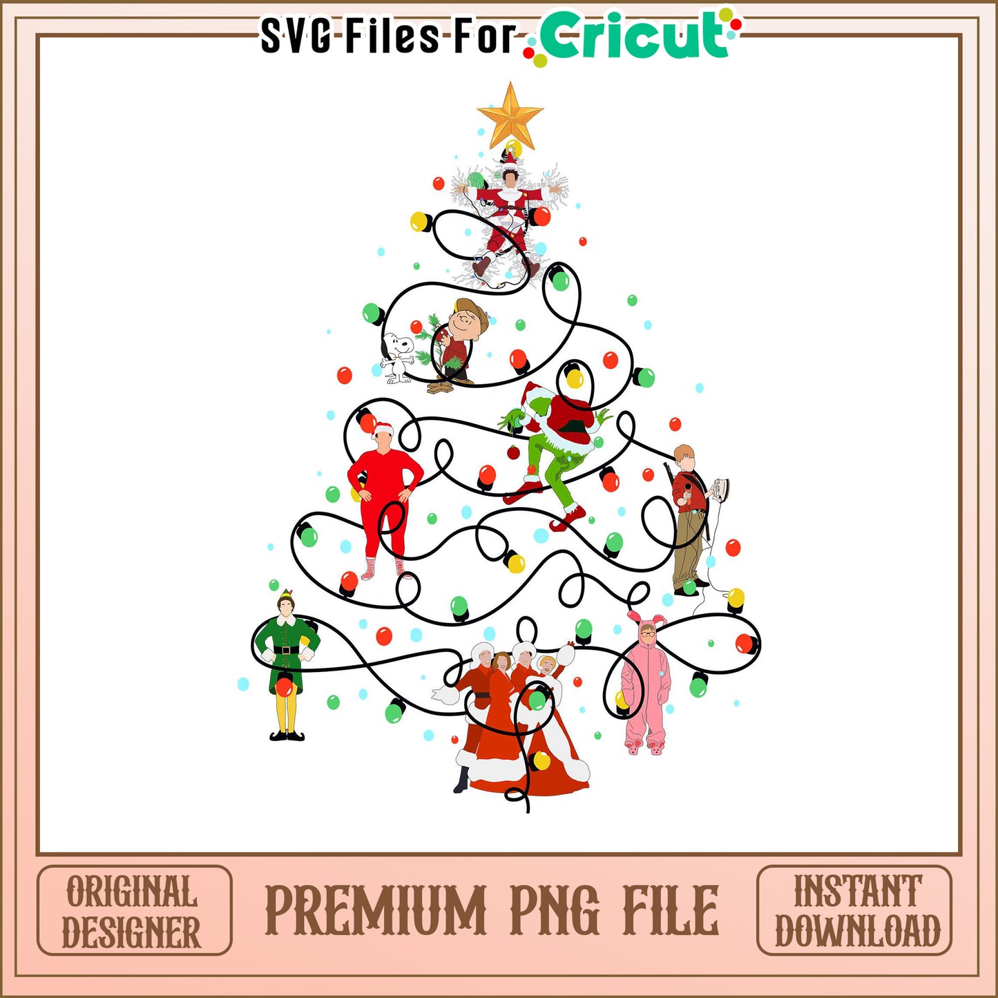 Festive Christmas Tree PNG Design, Instant Download for Crafts