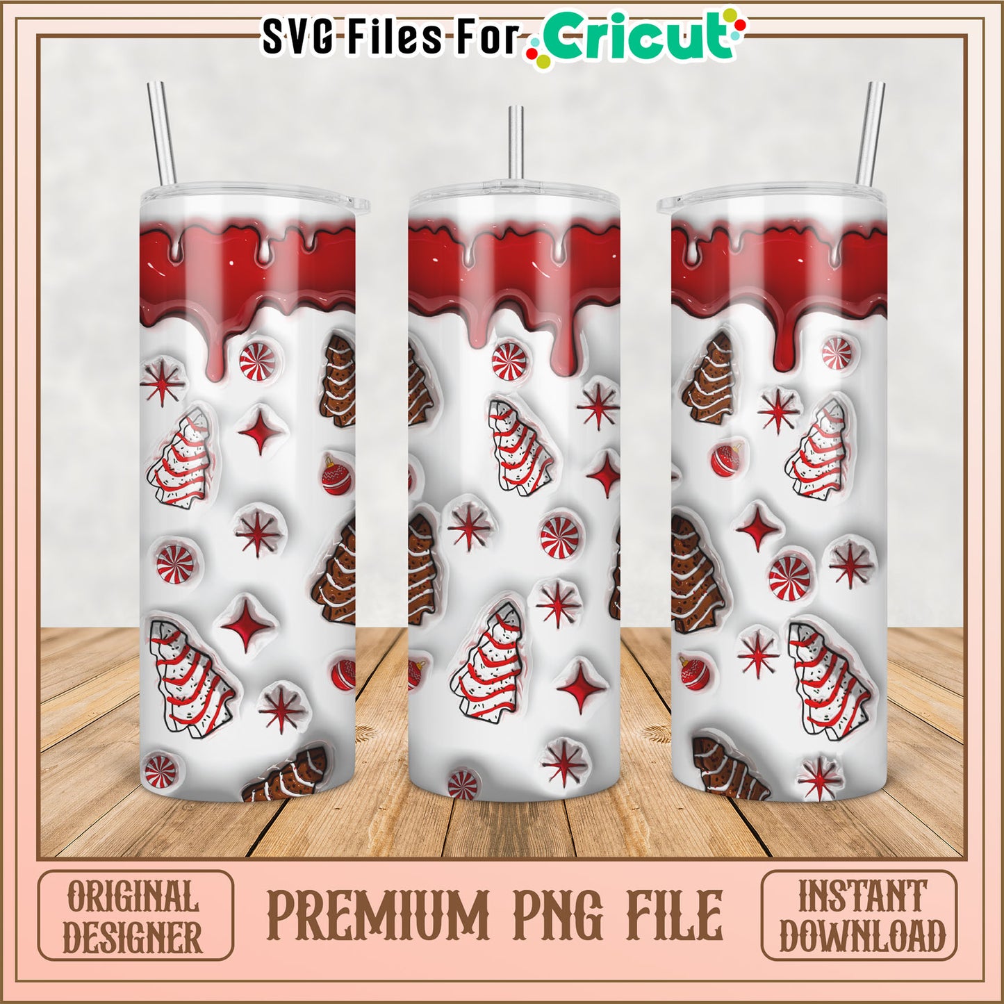Festive Christmas Tumbler PNG Design for Cricut Crafting Download
