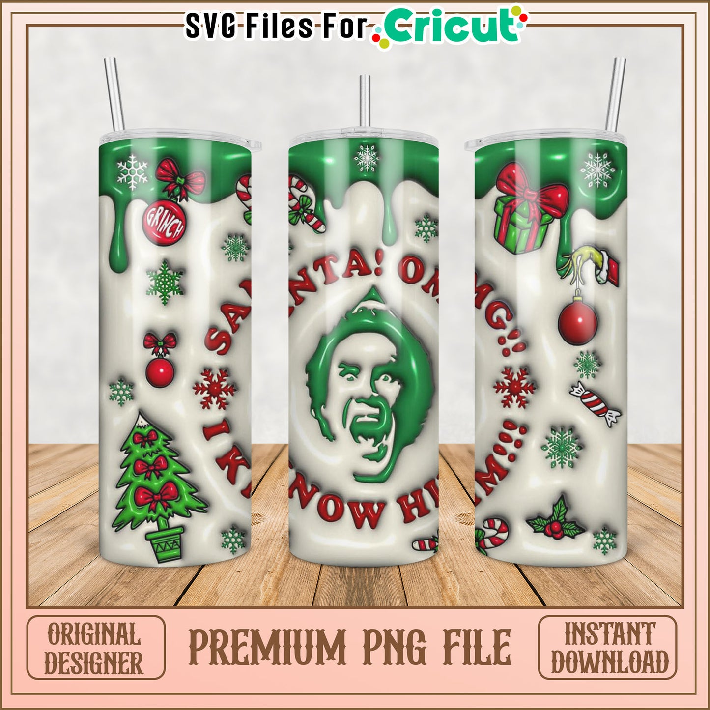 Festive Christmas Tumbler PNG Design for Cricut Crafting Projects