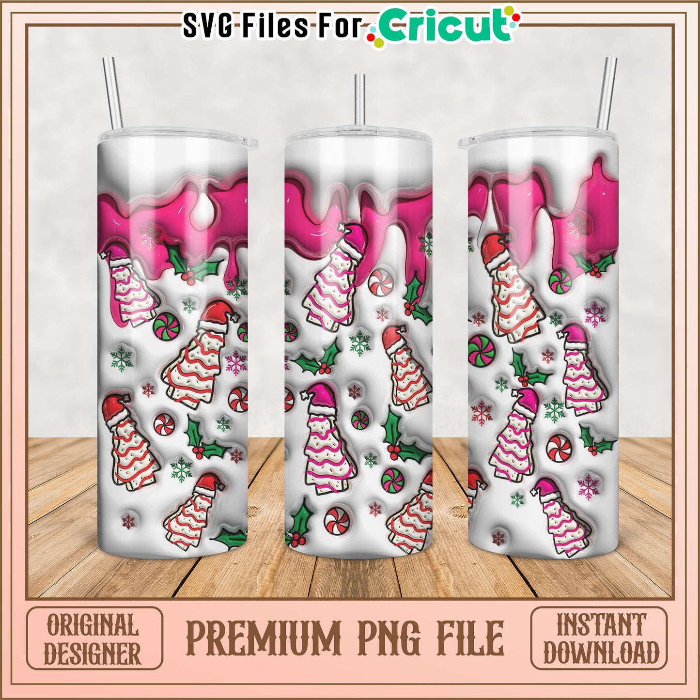 Festive Christmas Tumbler PNG Design for Cricut Projects Download