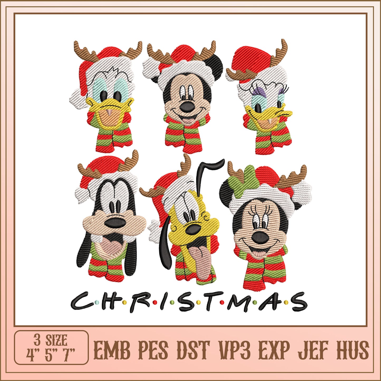 Festive Disney Characters Christmas Embroidery Design Set